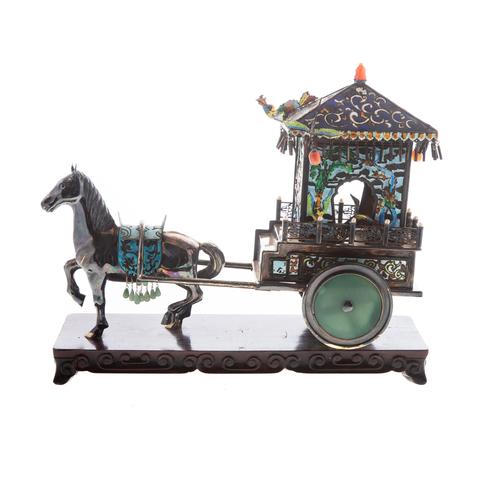 CHINESE SILVER & CLOISONNE HORSE