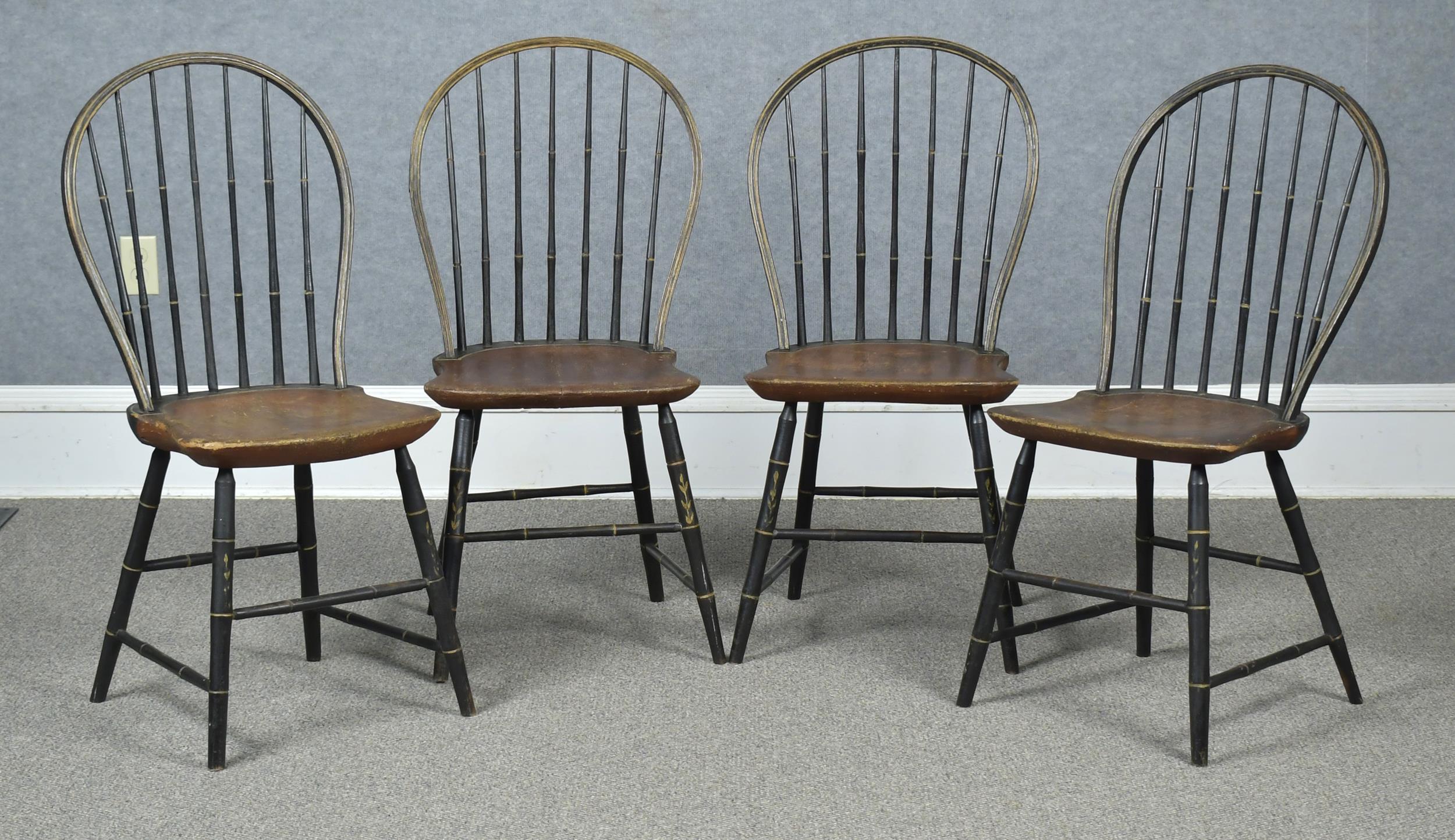 SET OF 4 WINDSOR PAINTED BOW BACK