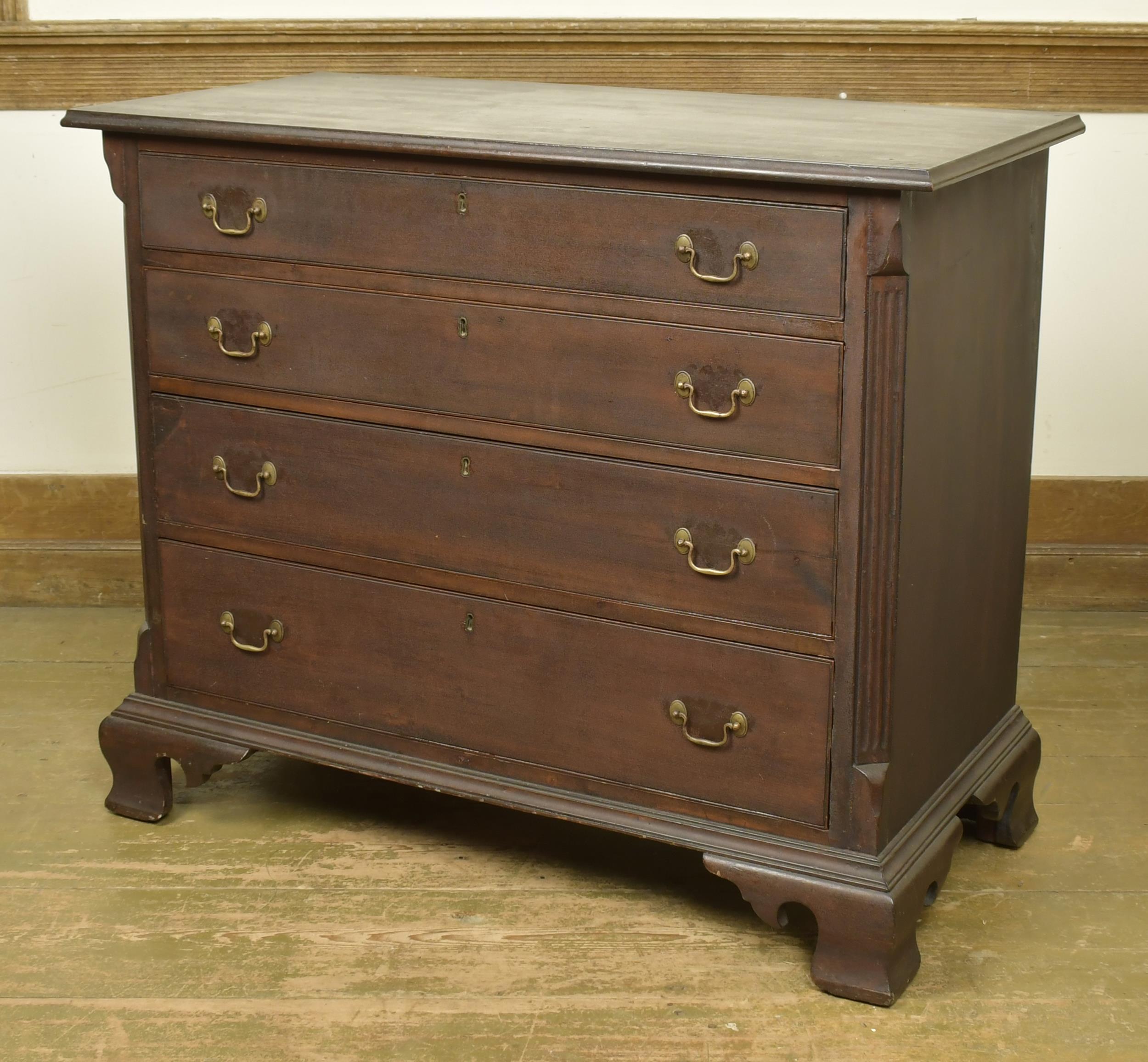 18TH C CT CHERRY CHIPPENDALE CHEST  29df2b