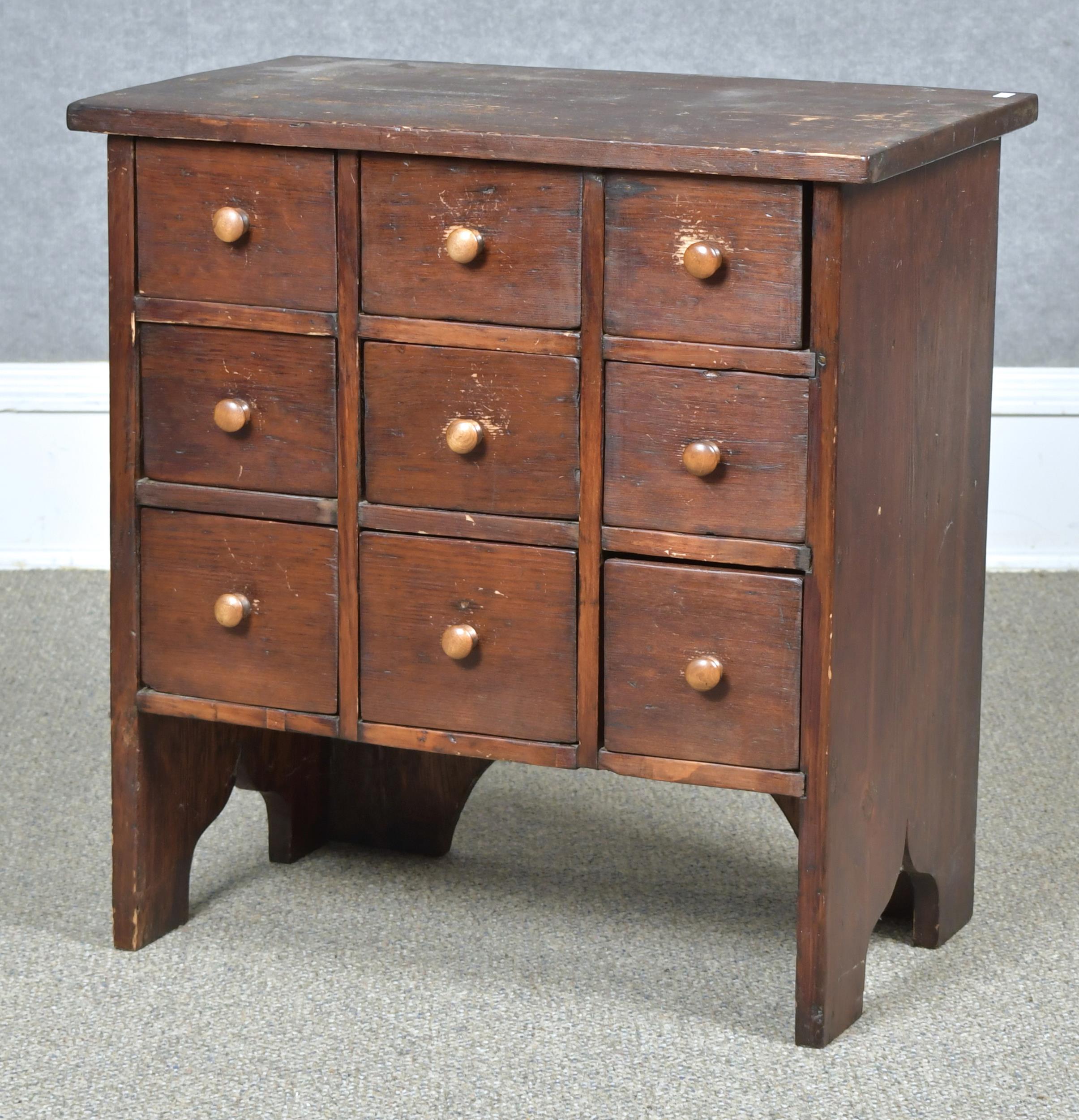 19TH C AMERICAN NINE DRAWER APOTHECARY 29df82