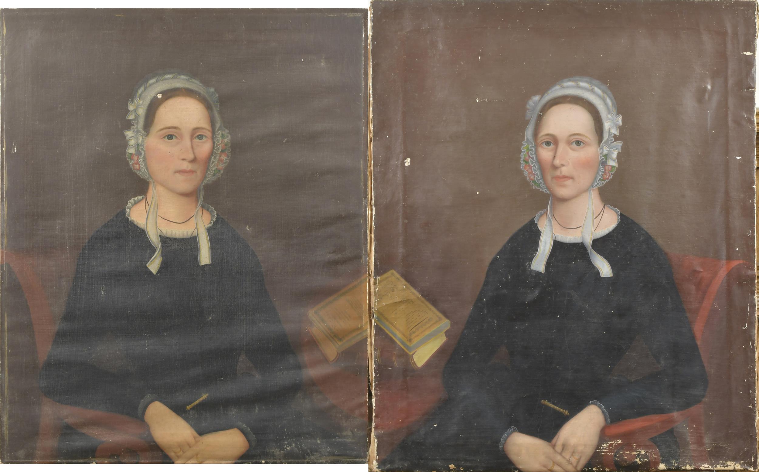 PAIR OF 19TH C NH PORTRAITS TWINS  29dfa1