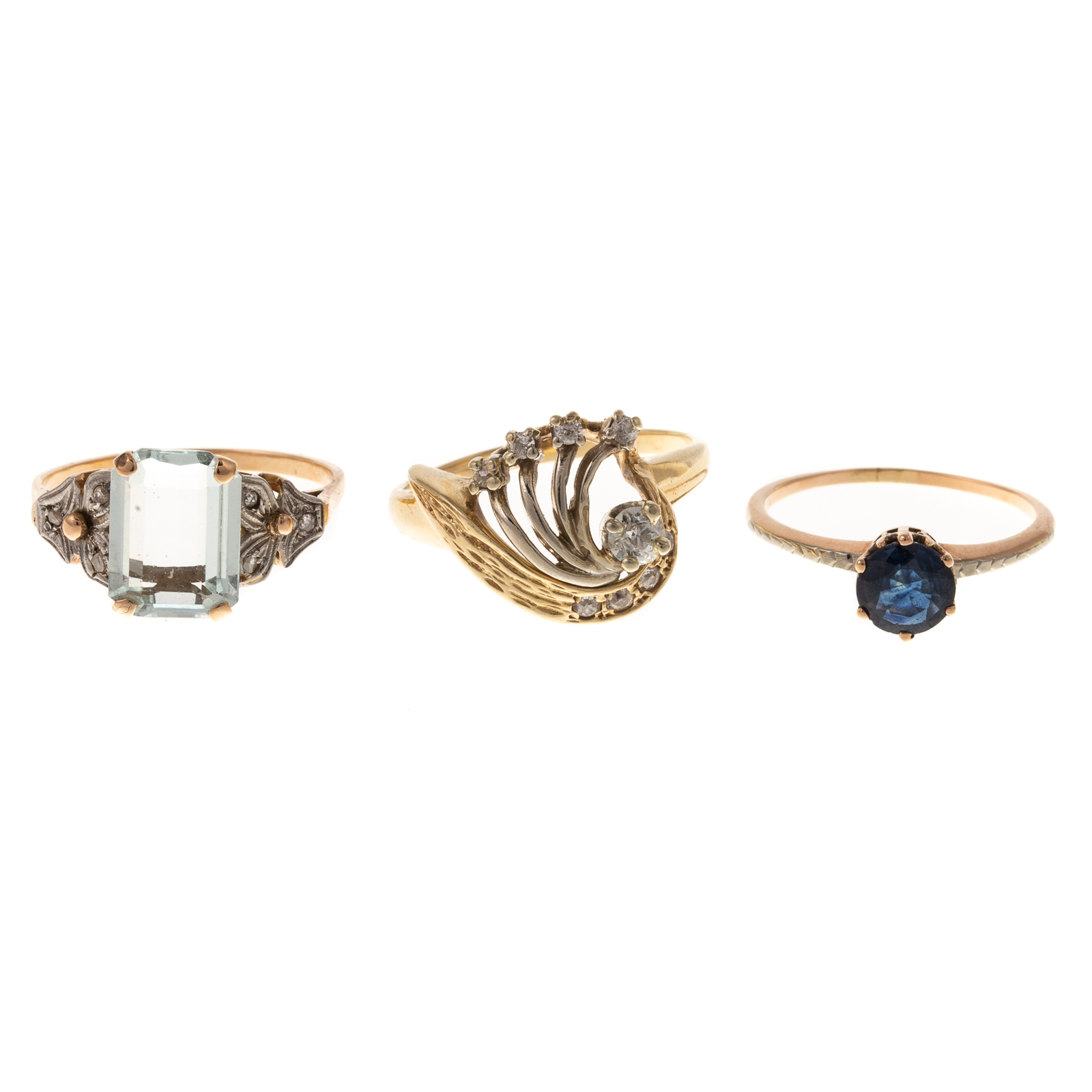 A TRIO OF VINTAGE GEMSTONE RINGS 29dfa4