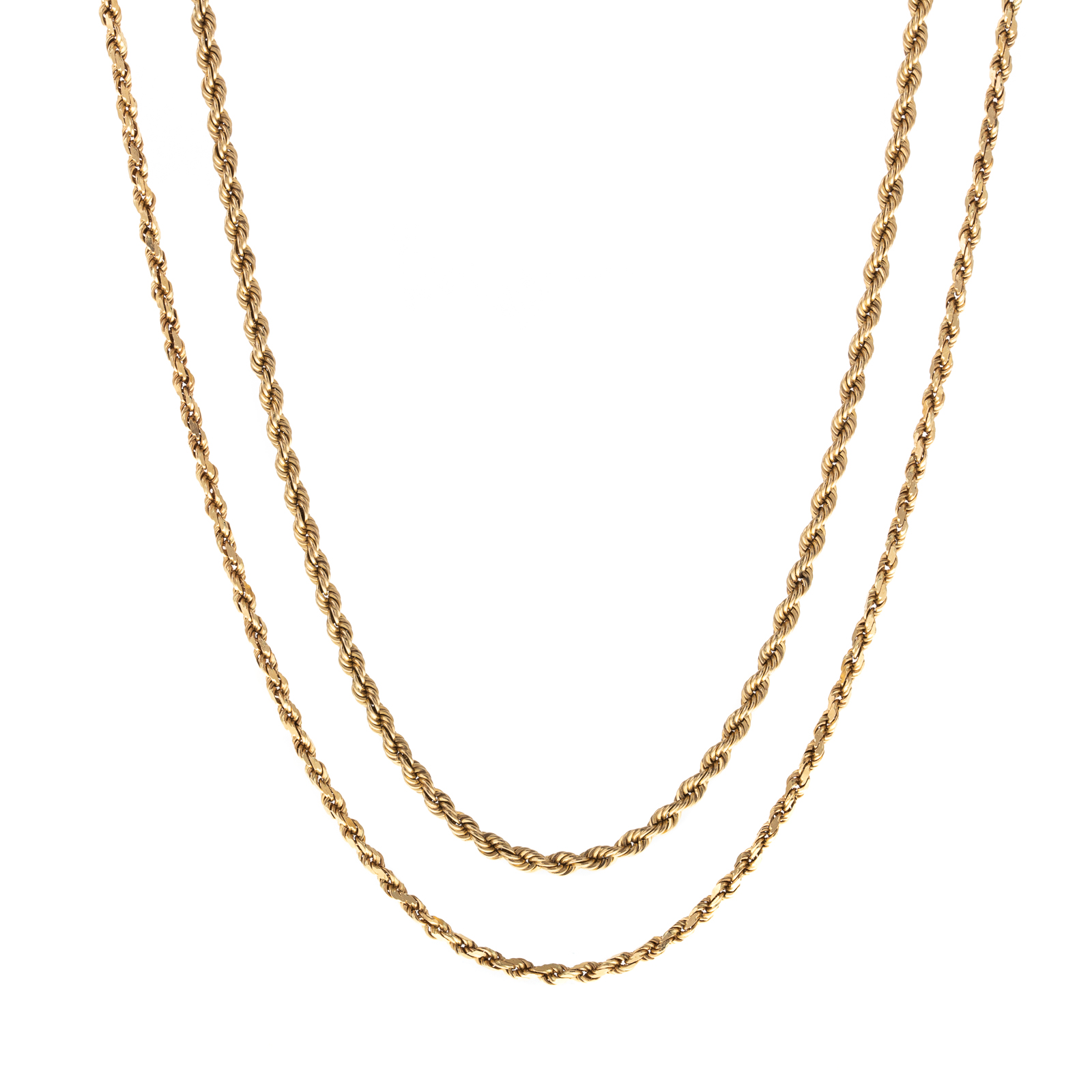 A PAIR OF 14K ROPE CHAIN NECKLACES