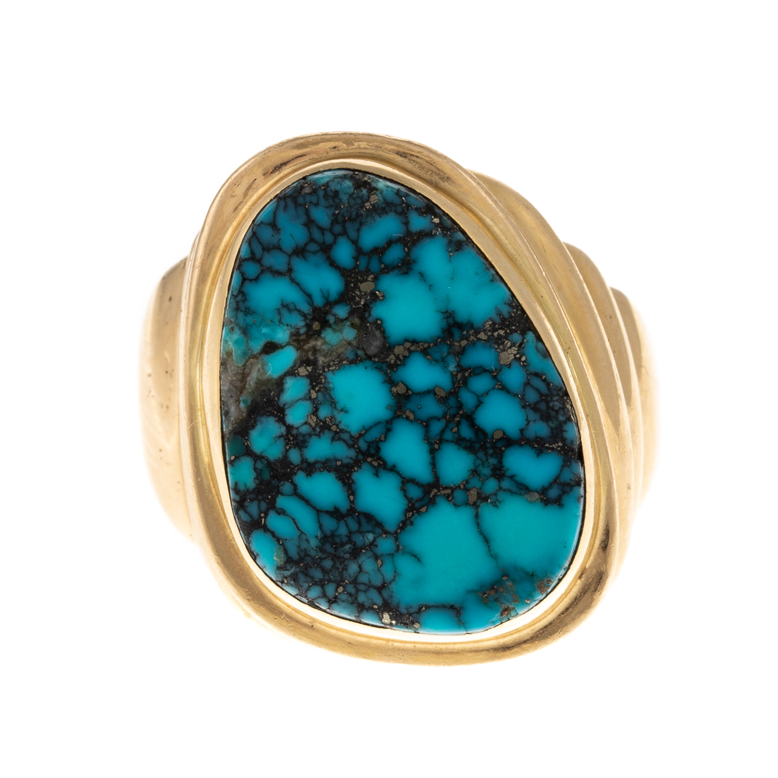 A 14K YELLOW GOLD TURQUOISE RING 29e001