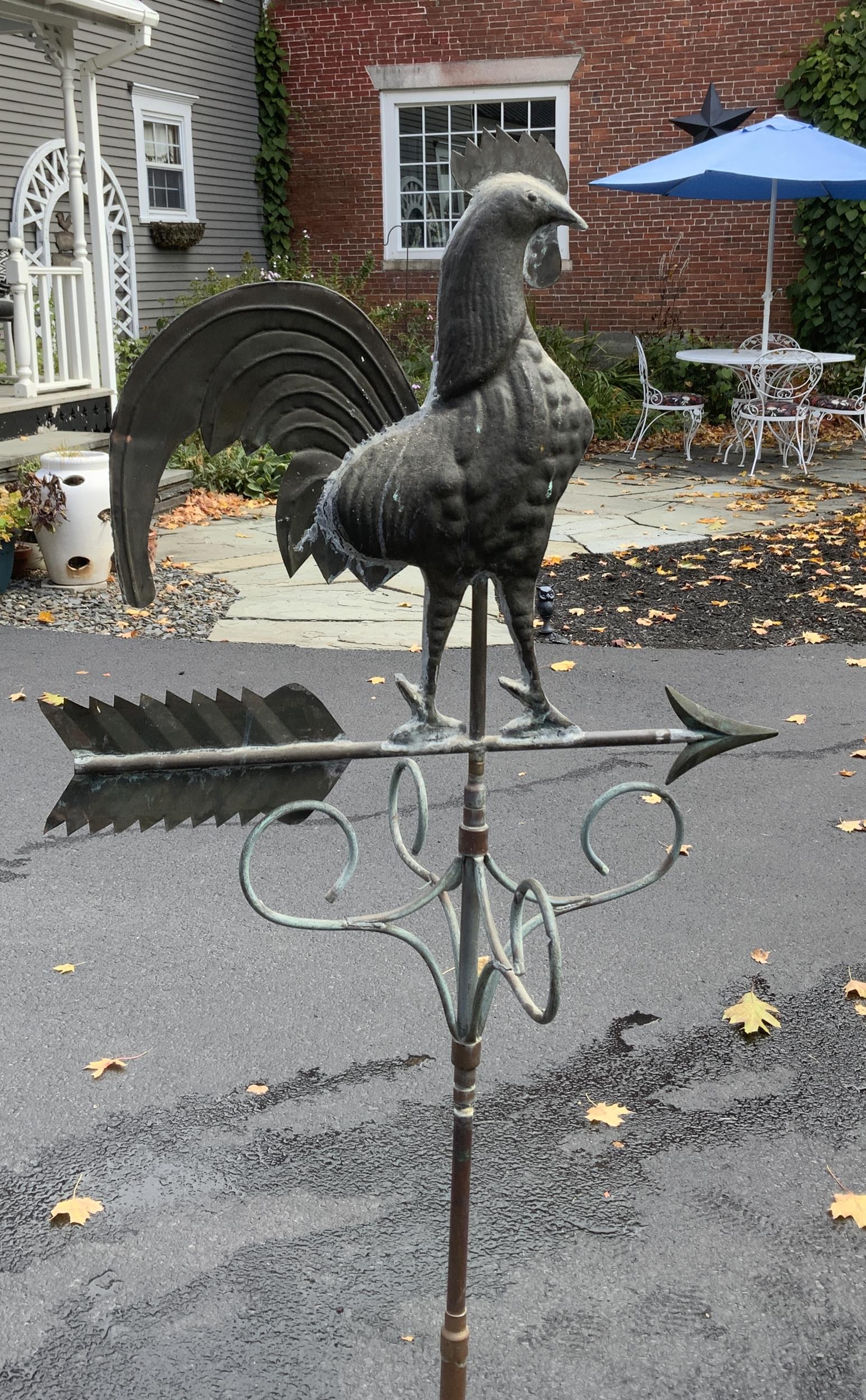 ANTIQUE ROOSTER COPPER WEATHERVANE.