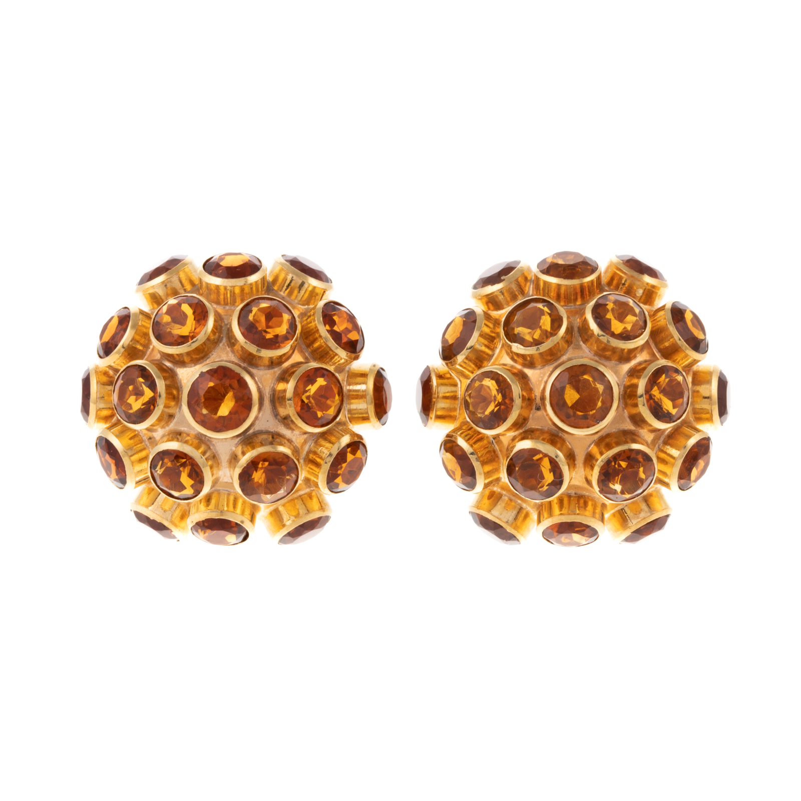 A PAIR OF CITRINE "SPUTNIK" EARRINGS