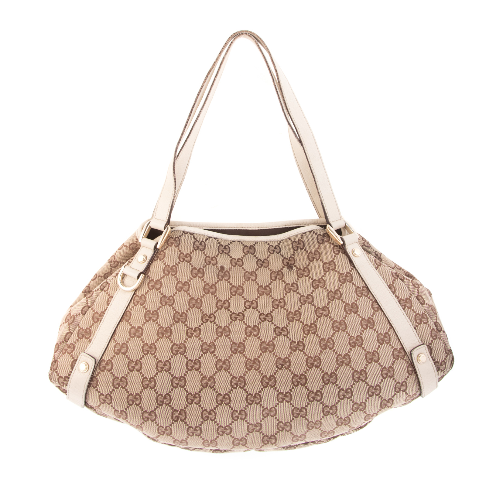 A GUCCI MONOGRAM ABBEY HOBO A brown 29e059