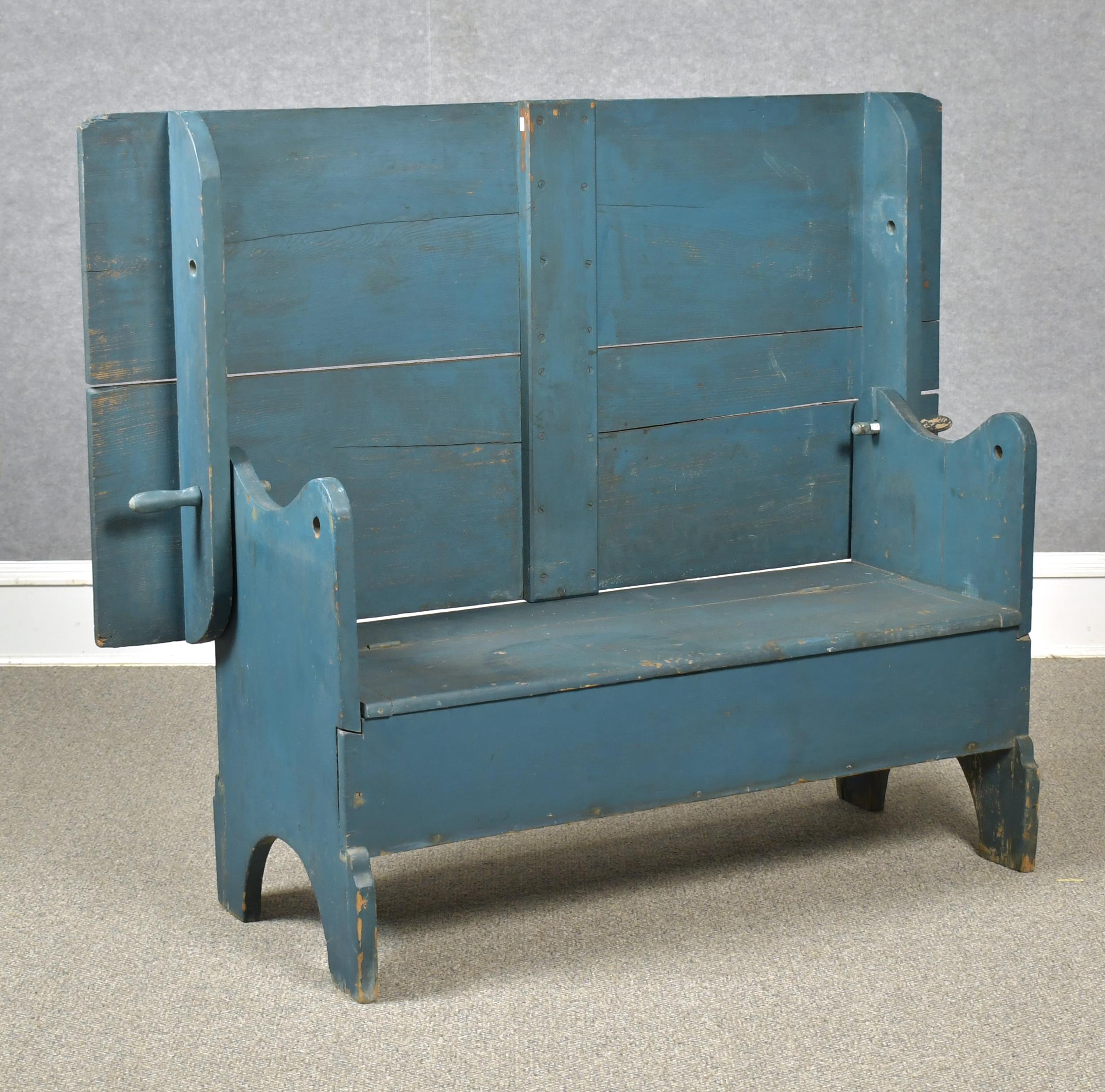 19TH C. AMERICAN BLUE PAINTED HUTCH