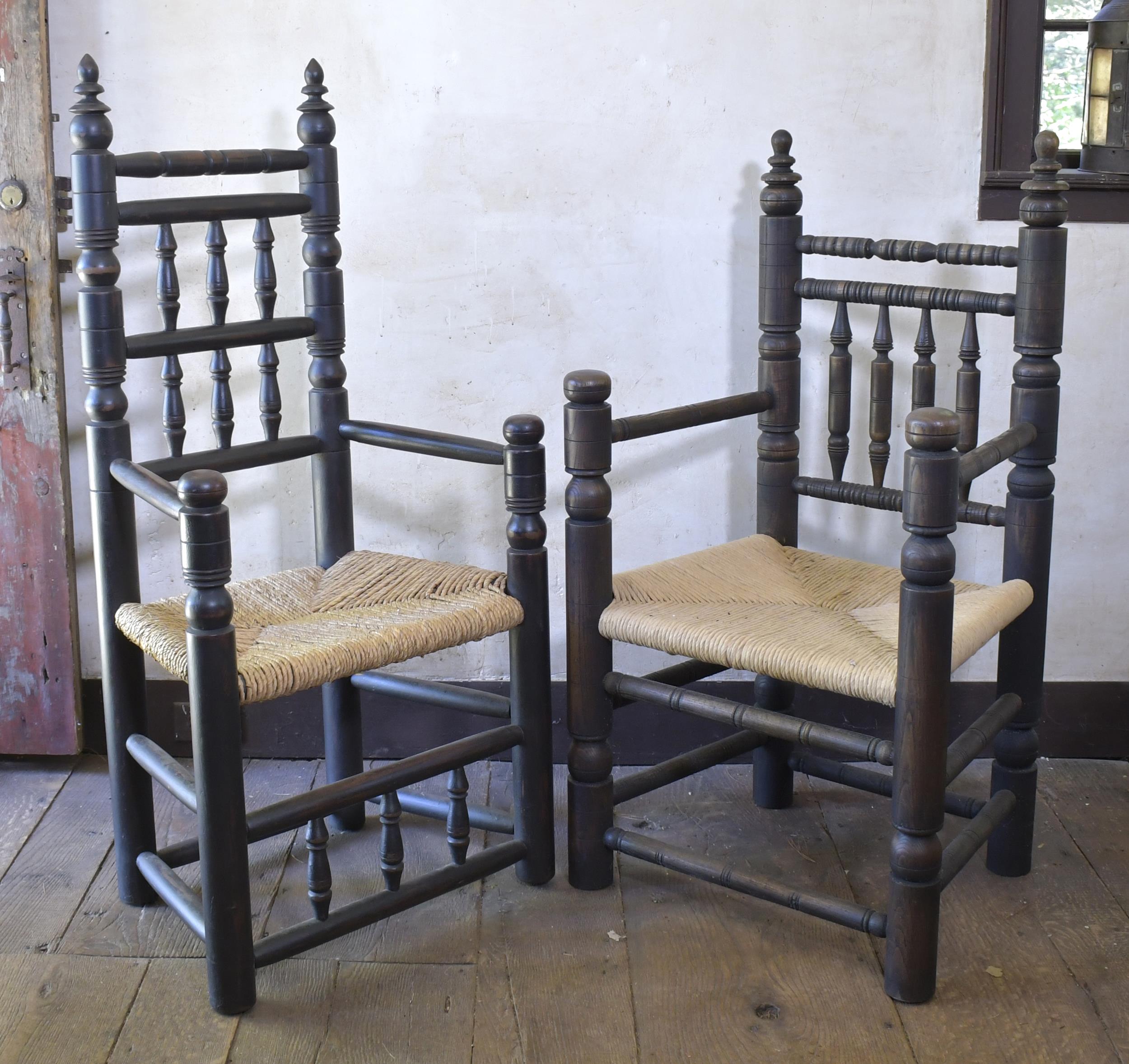 TWO SIMILAR LATE 19TH C. GREAT CHAIRS.