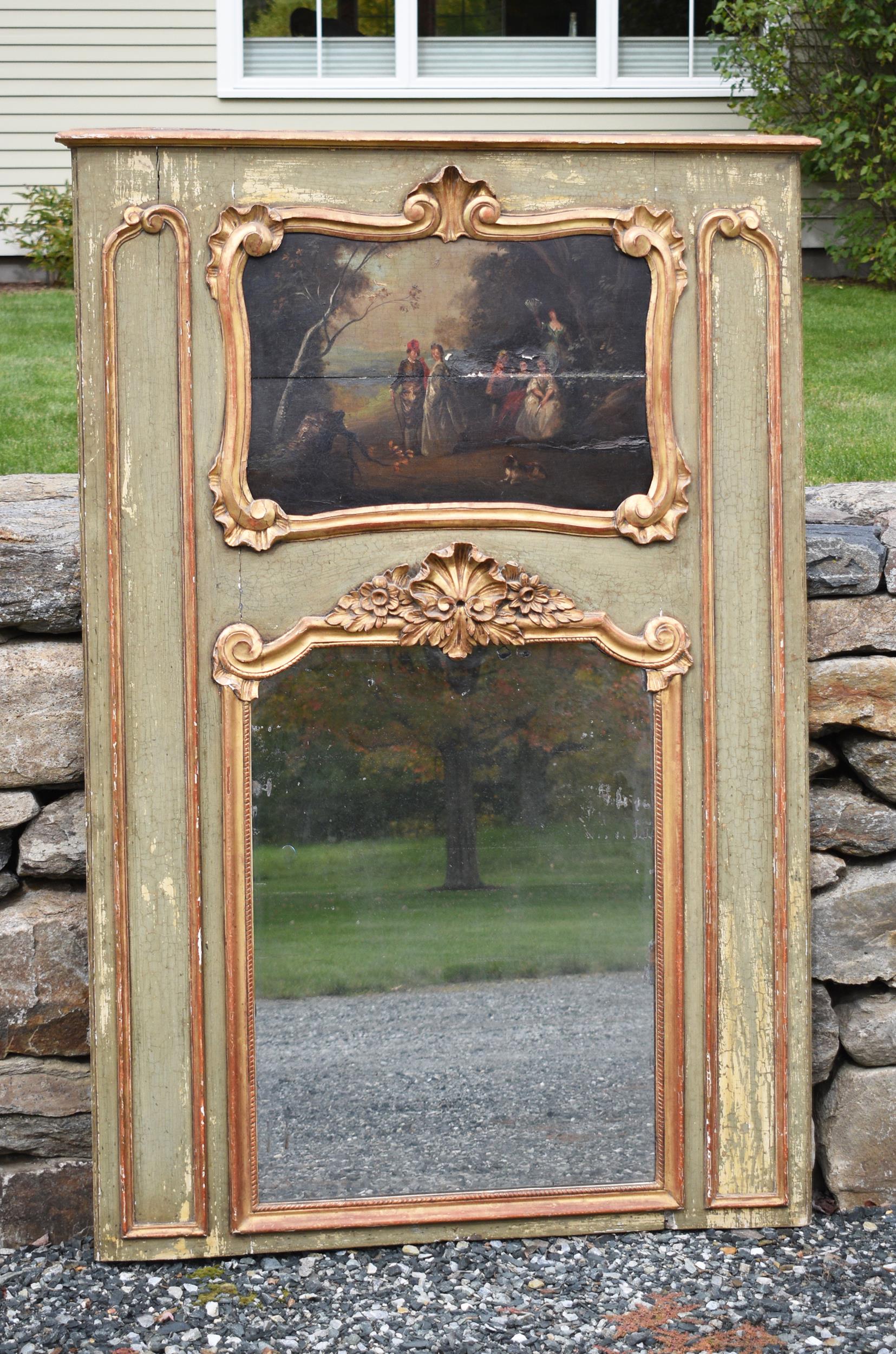 18TH C. FRENCH TRUMEAU WALL MIRROR.