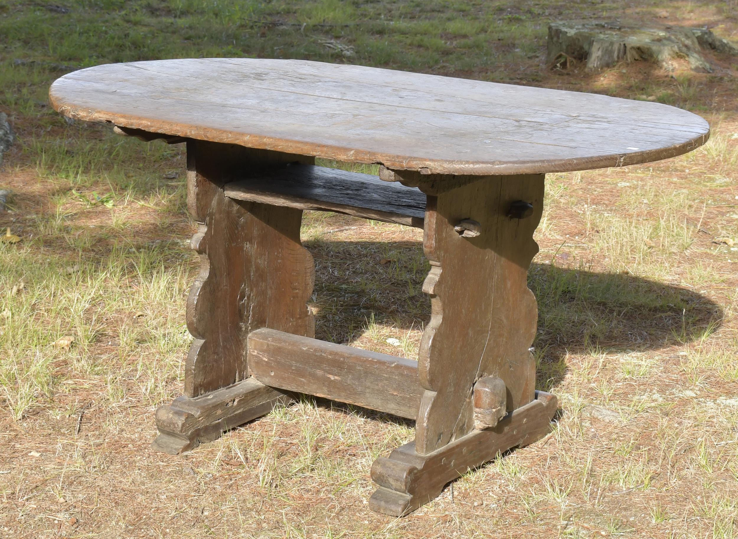 17TH C OAK SHOE FOOT HUTCH TABLE  29e15c