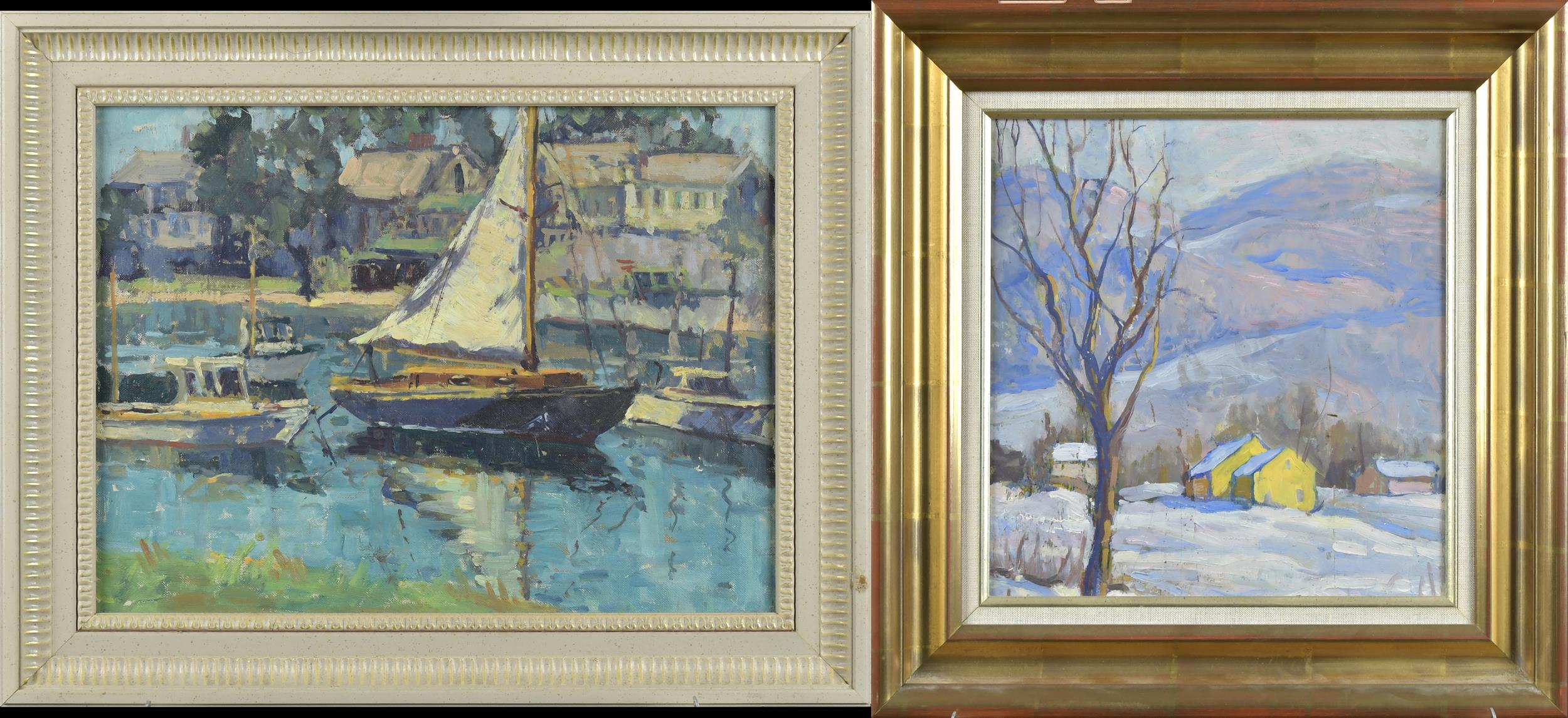TWO VINTAGE NEW ENGLAND OIL PAINTINGS  29e1c8