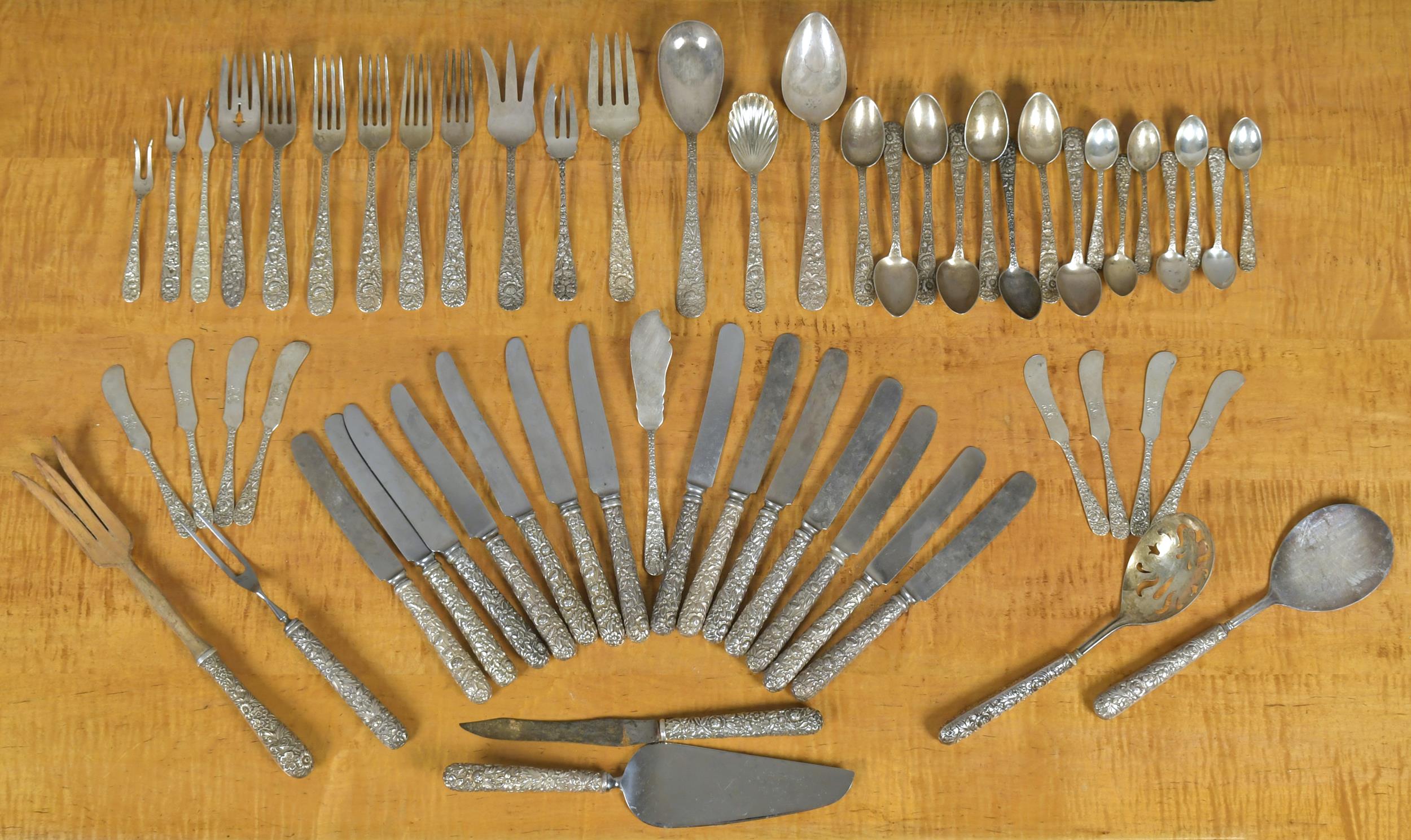 S. KIRK & SONS STERLING REPPOUSE FLATWARE,