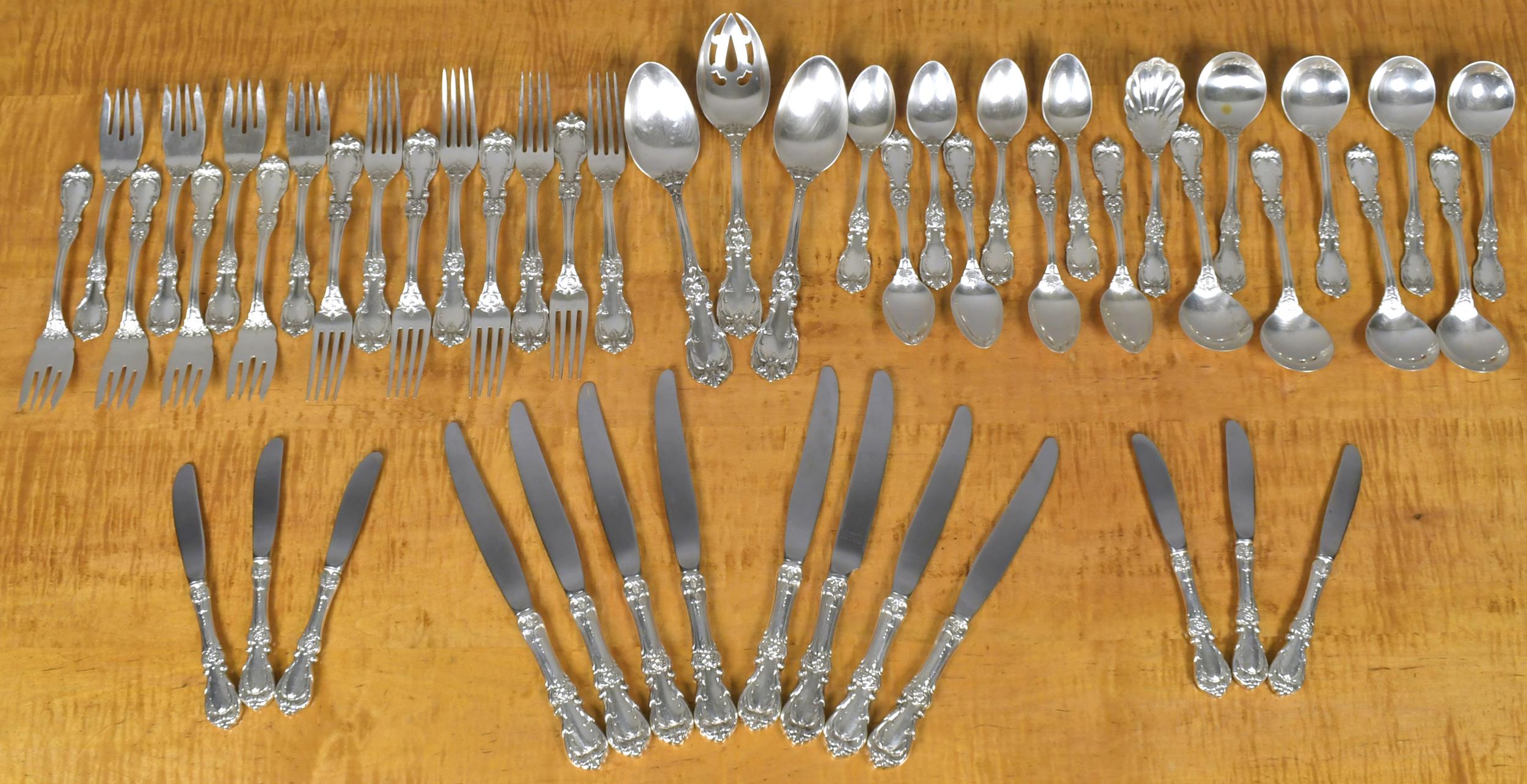 REED & BARTON BURGUNDY STERLING FLATWARE.