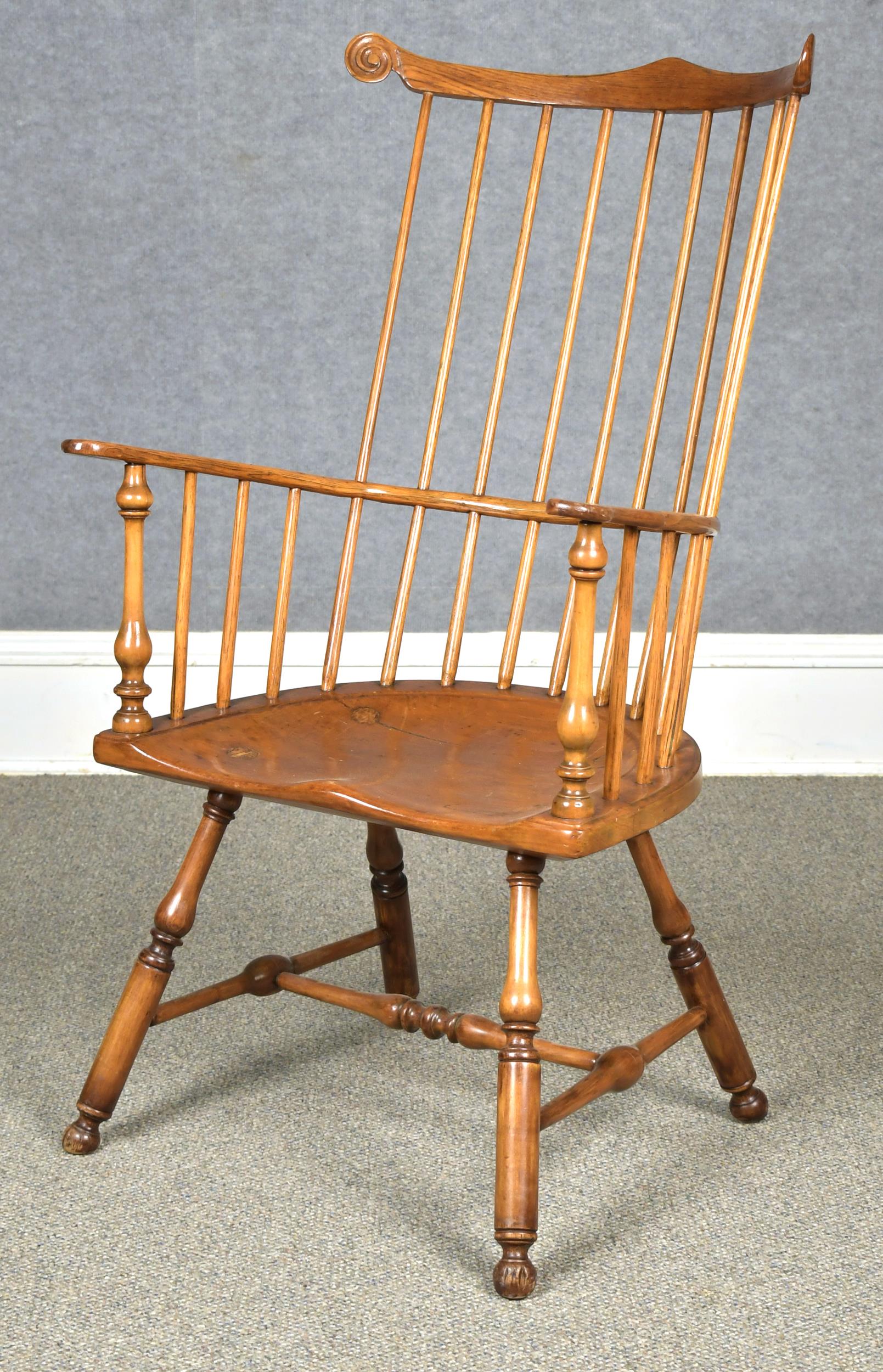 18TH C. PA COMB BACK WINDSOR ARMCHAIR.
