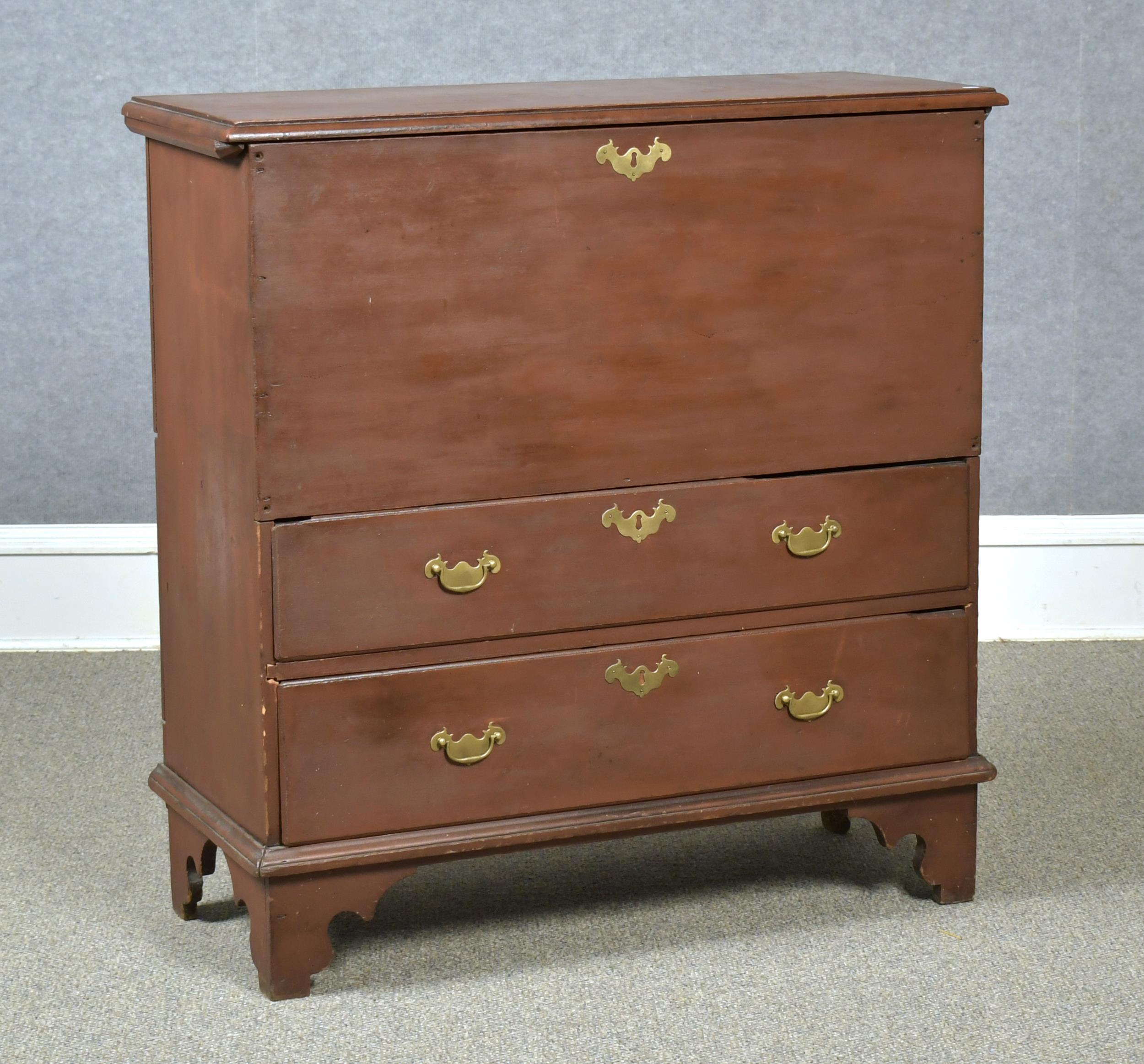 19TH C RED PAINTED BLANKET CHEST  29e22e