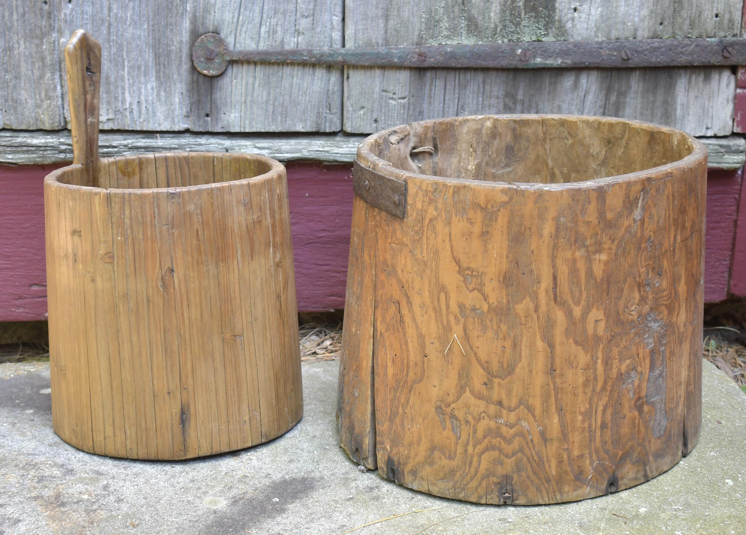 TWO EARLY WOOD BUCKETS. 18th C.