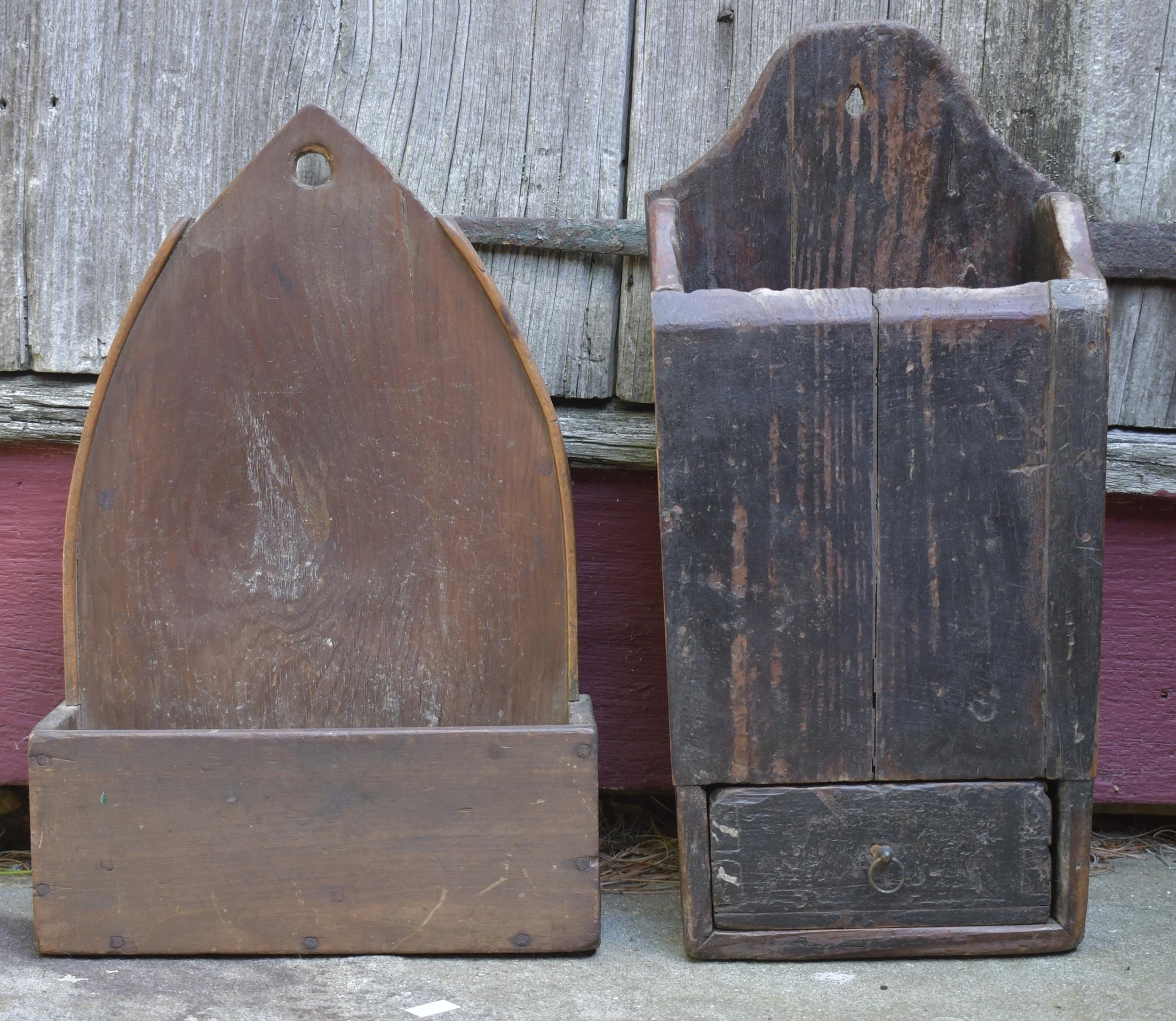 TWO EARLY WALL BOXES. An 18th C.