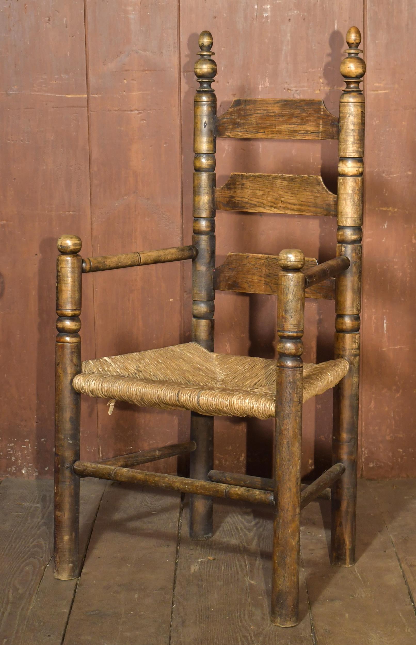 EARLY AMERICAN LADDER BACK CHAIR.