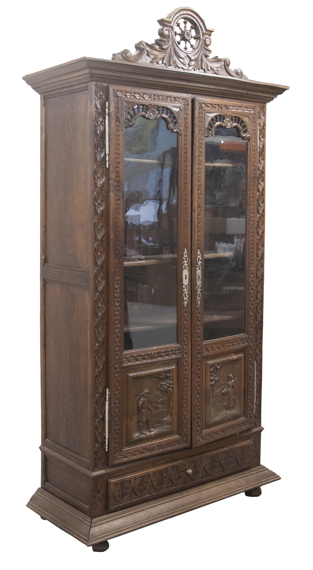 AUSTRIAN OAK BOOKCASE 19th c Carved 29e39a