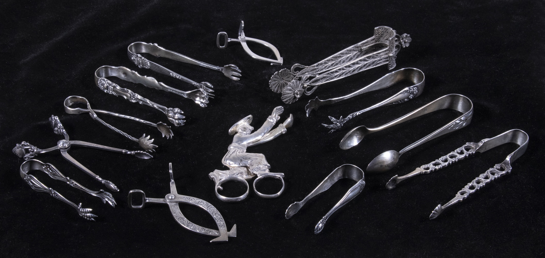 SILVER TONGS COLLECTION (13) Tongs,