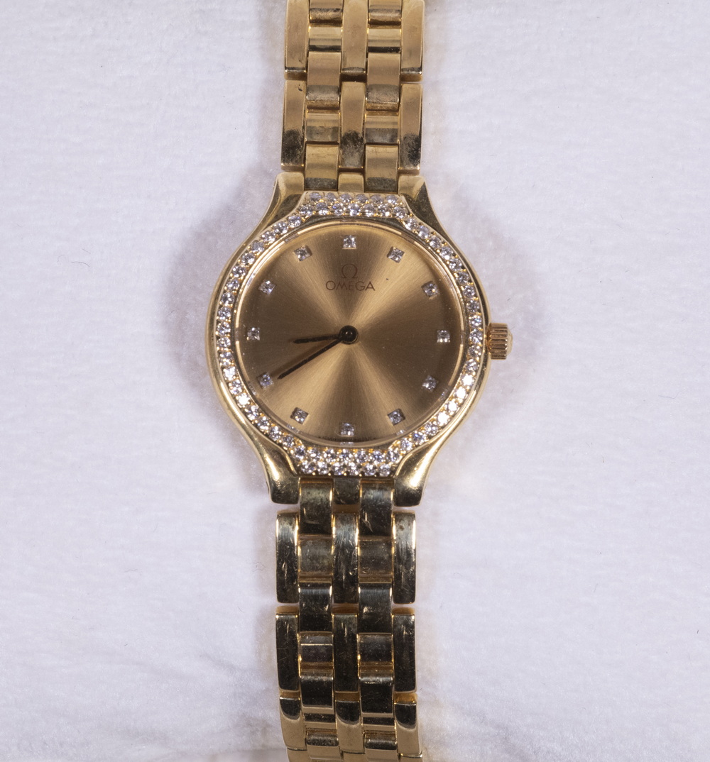 LADIES OMEGA 18K GOLD & DIAMOND WRISTWATCH