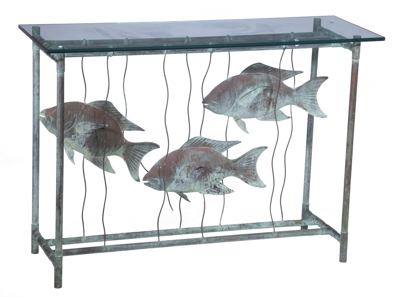 MODERN COPPER FISH CONSOLE TABLE