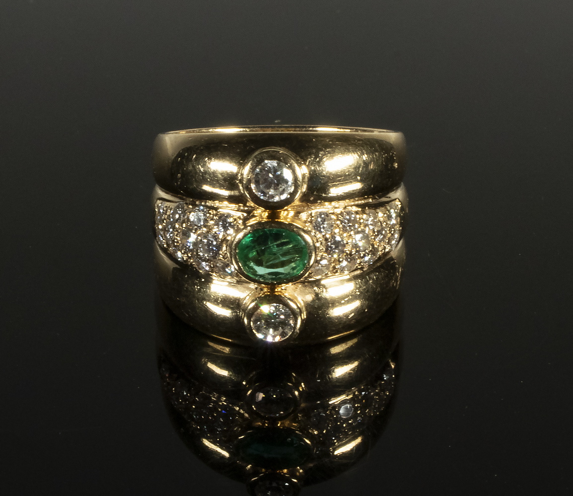 LADIES EMERALD DIAMOND RING 18K 29e4a3