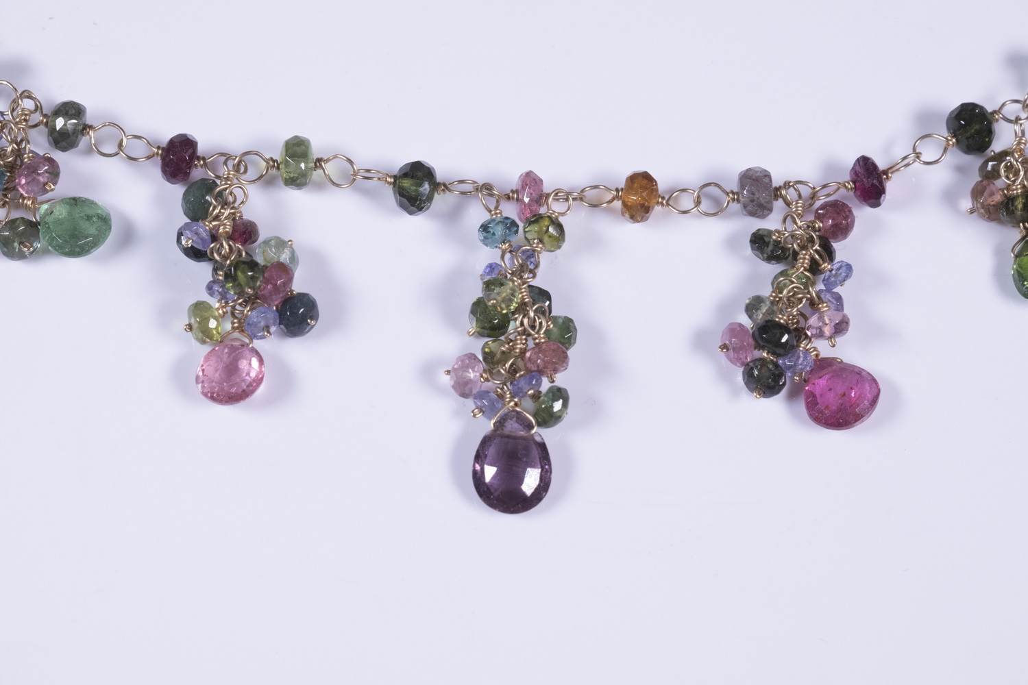 TOURMALINE AND 14K GOLD NECKLACE