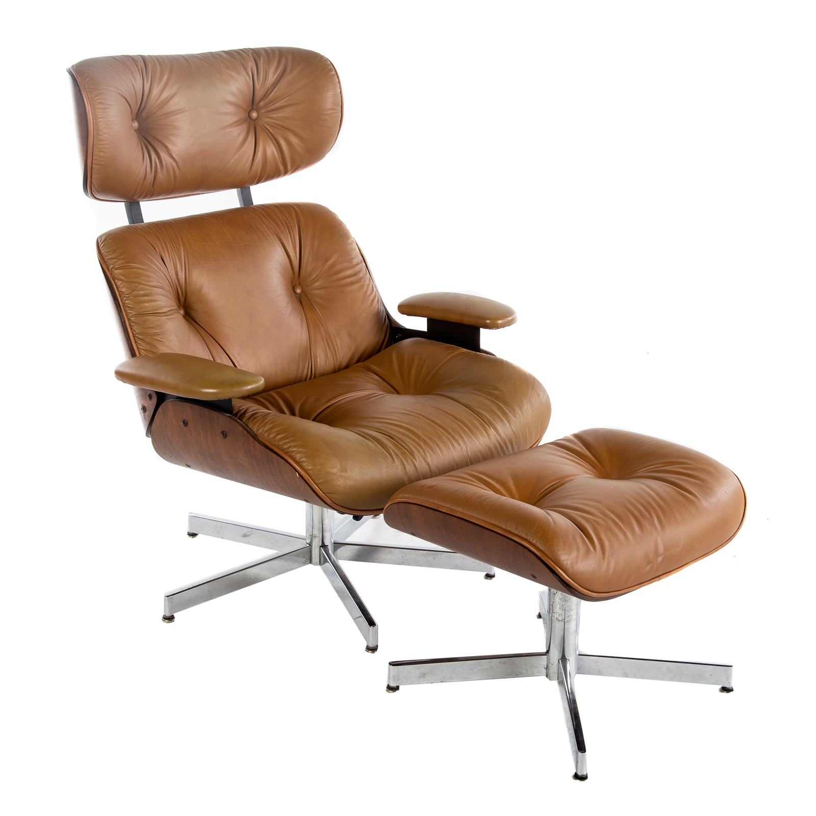 EAMES STYLE CHAIR & OTTOMAN BY