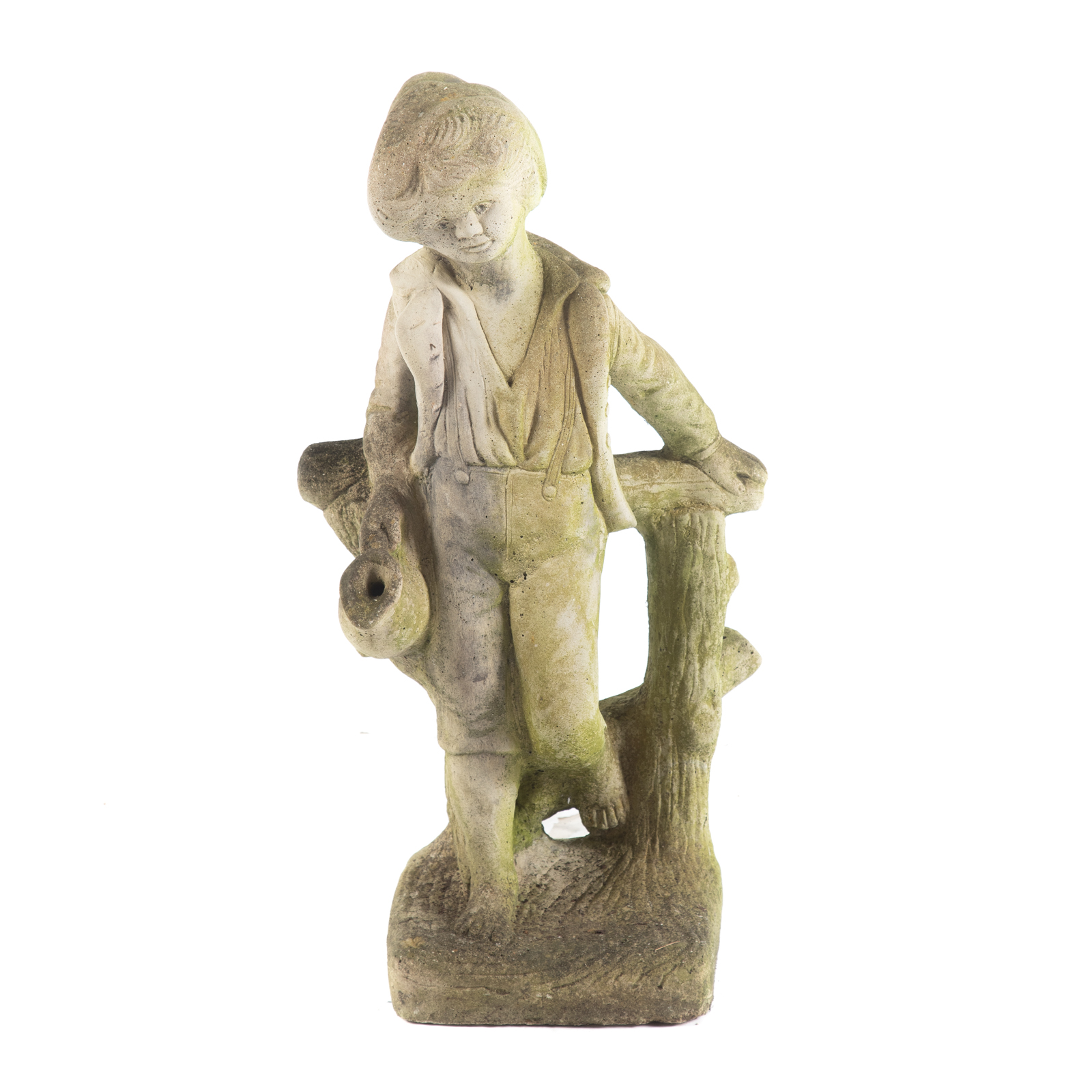 CAST CONCRETE FIGURE OF FARM BOY