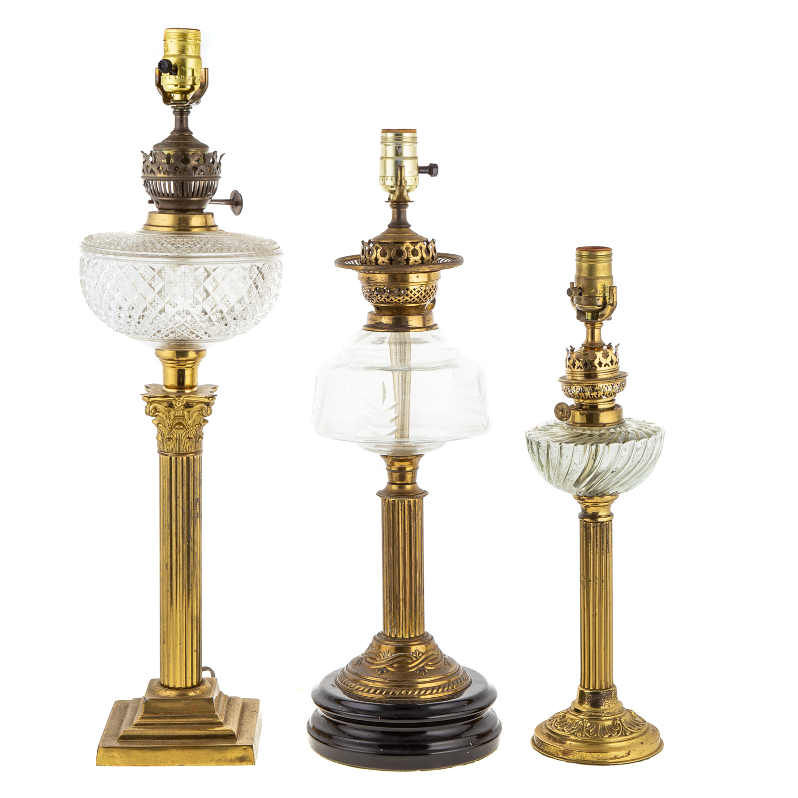 THREE AMERICAN BRASS GLASS ELECTRIFIED 29e545