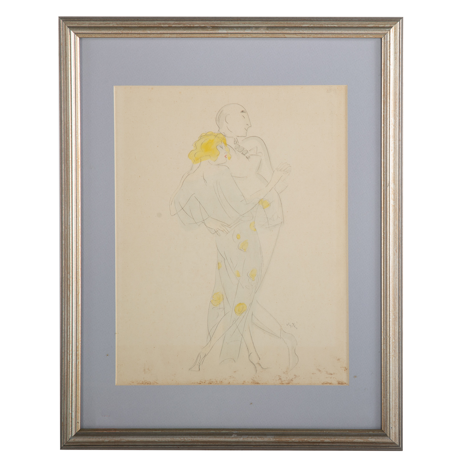 MARCEL VERTES DRAWING OF COUPLE  29e61f