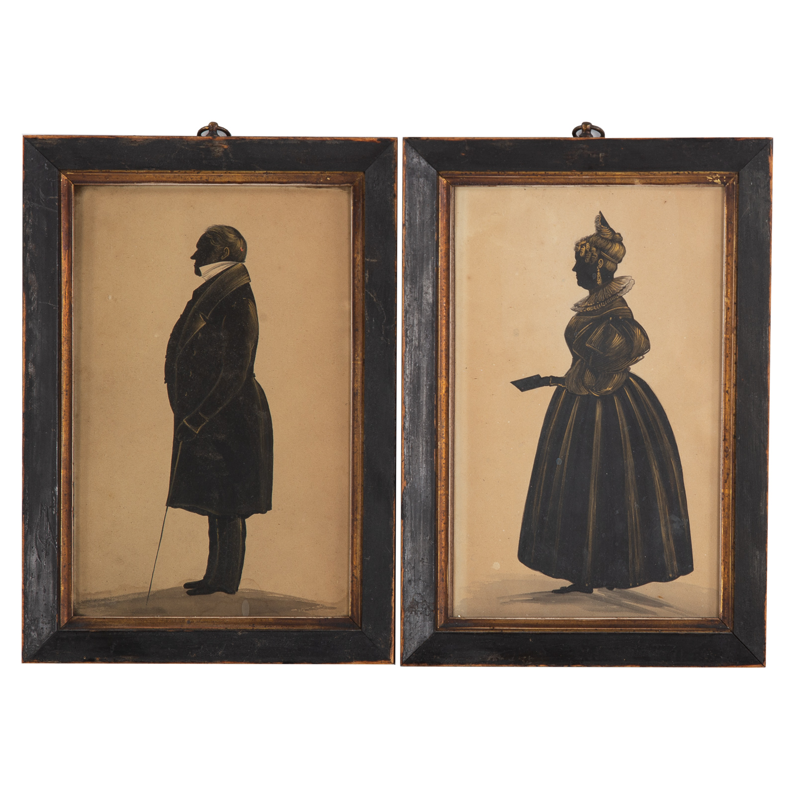 A PAIR OF WILLIAM IV PAINTED SILHOUETTES