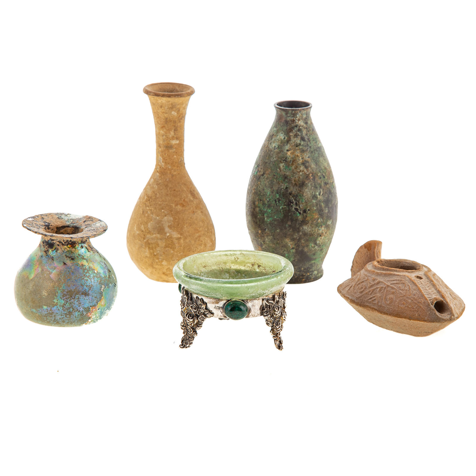 A COLLECTION OF GLASS, BRONZE,