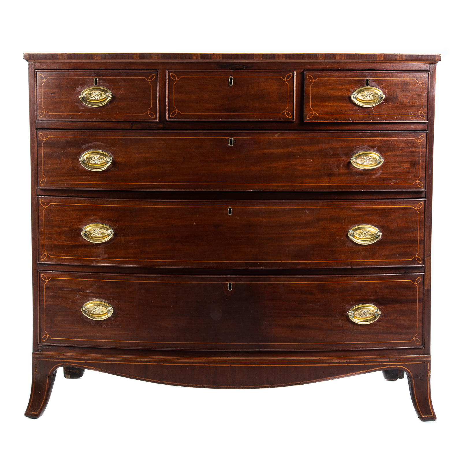 GEORGE III MAHOGANY BOW FRONT CHEST