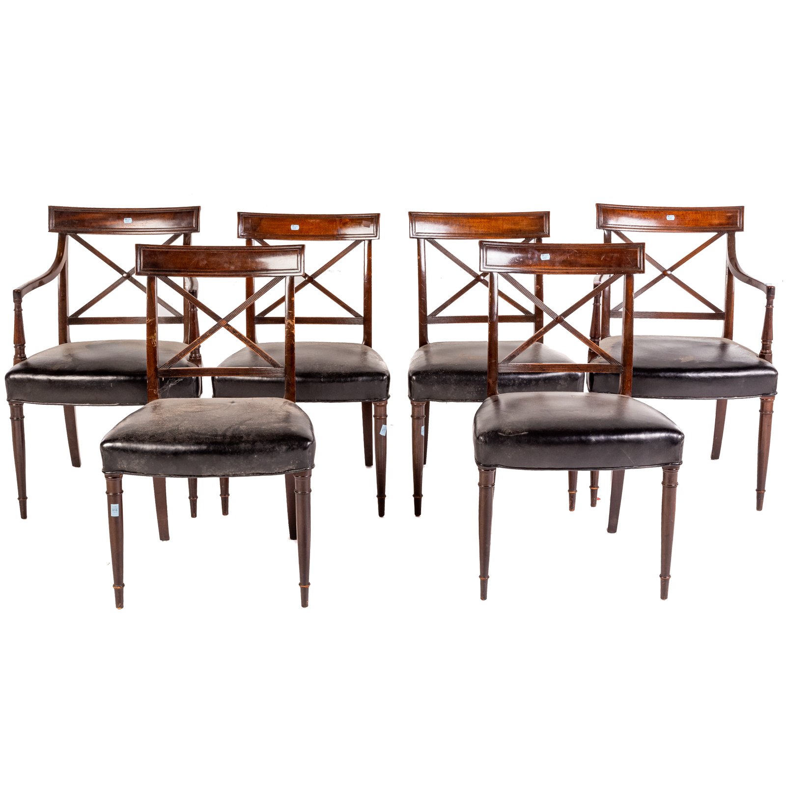 SIX AMERICAN CLASSICAL MAHOGANY DINING