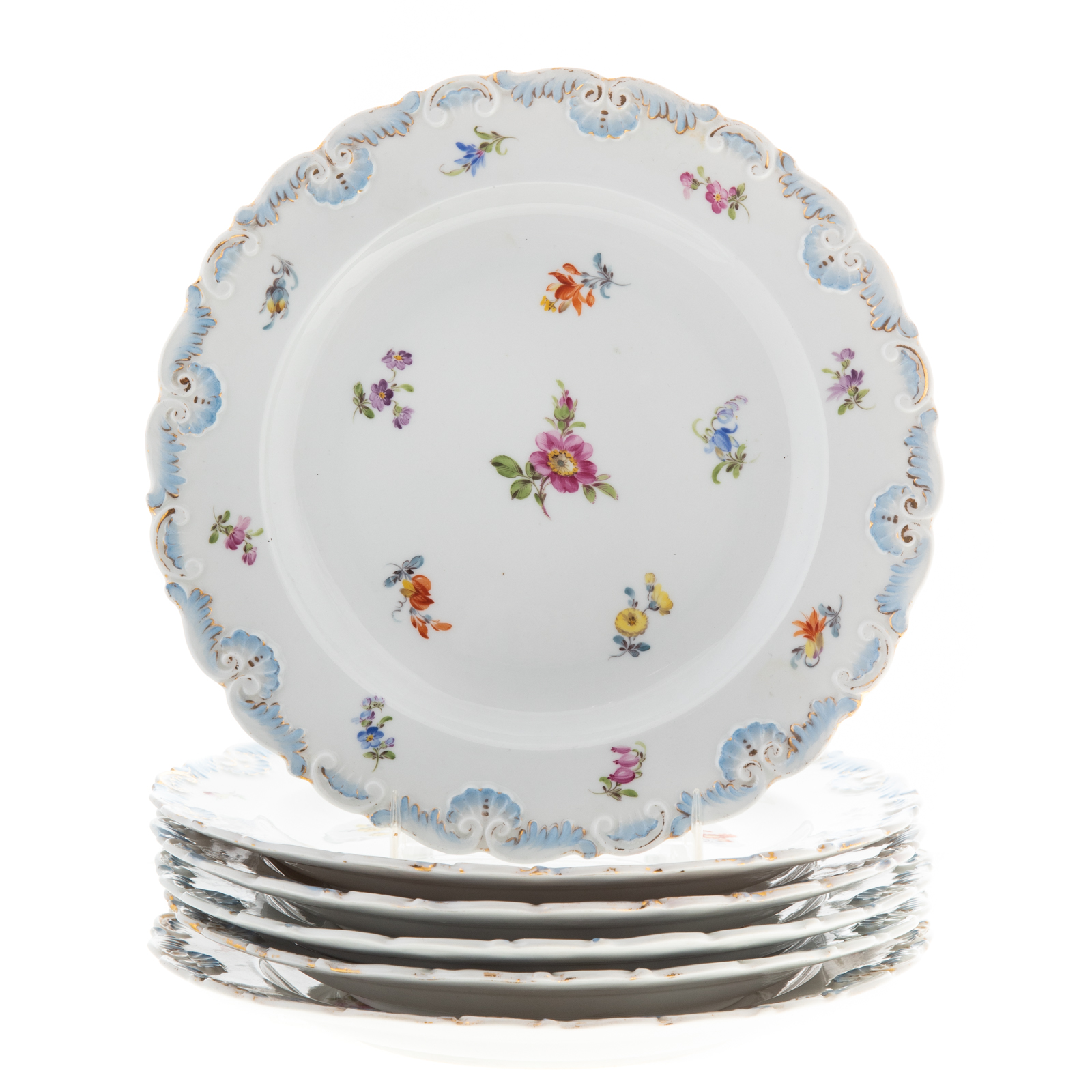 SIX MEISSEN PORCELAIN PLATES Early