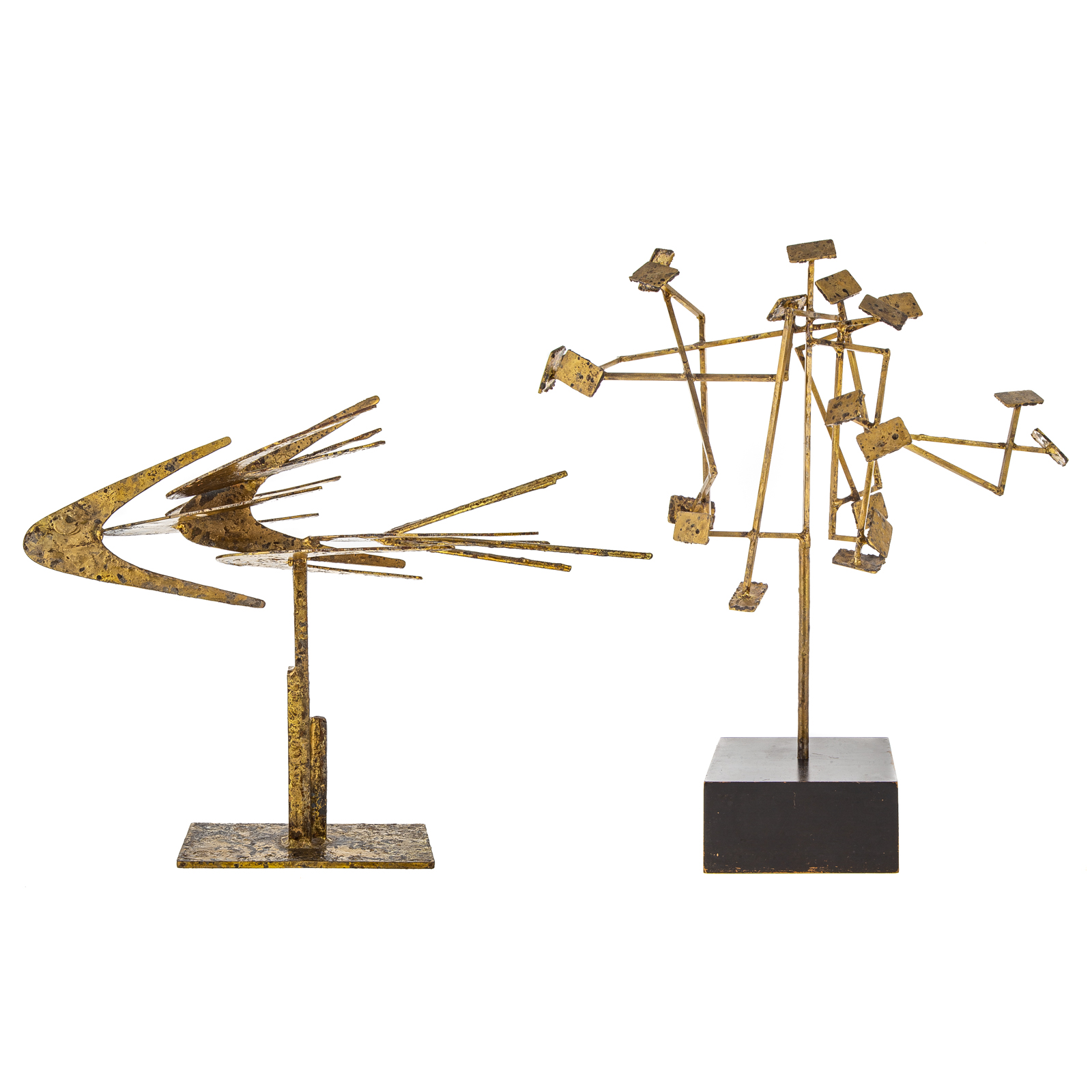 TWO BRUTALIST ABSTRACT METAL SCULPTURES 29ea3e