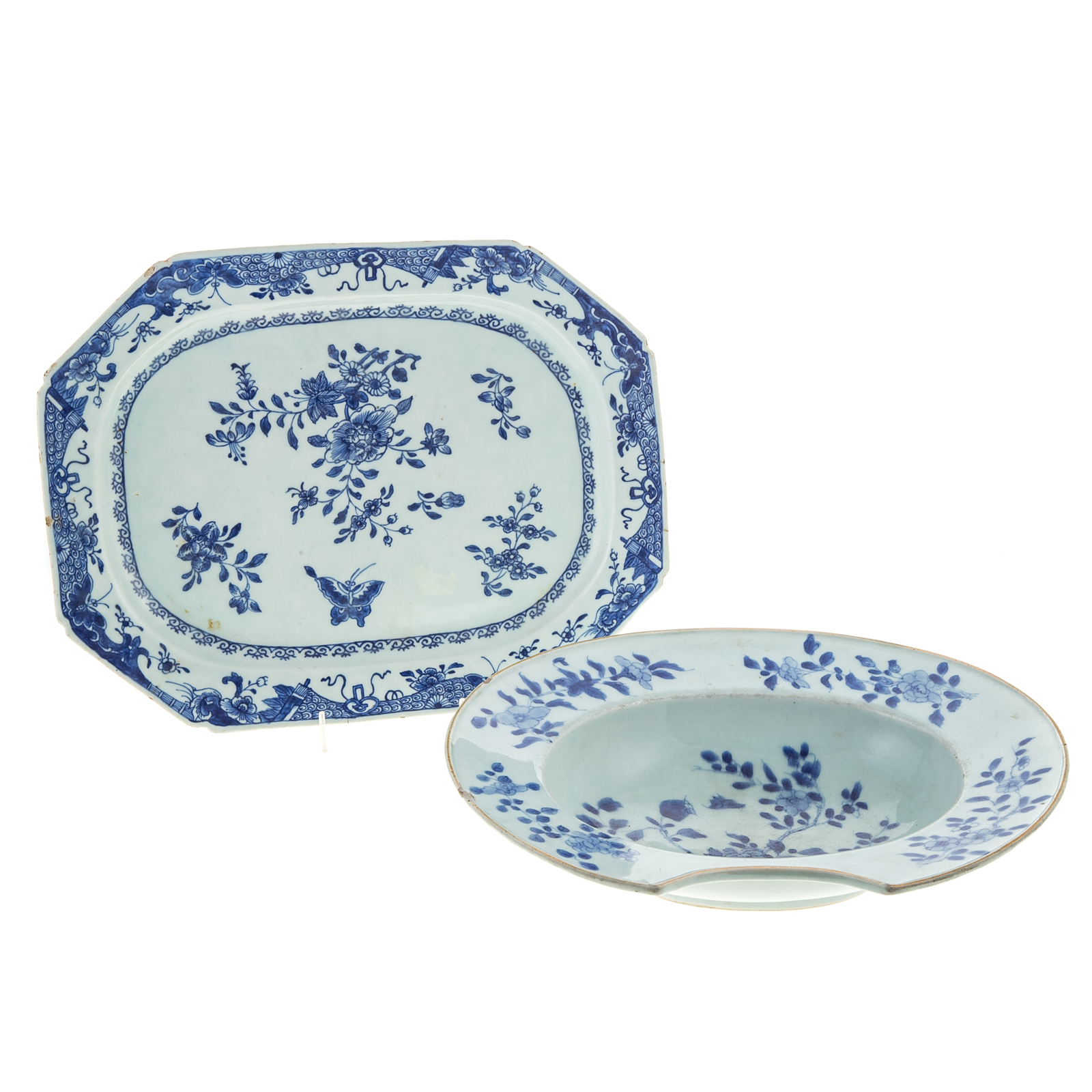 CHINESE EXPORT BARBER BOWL & PLATTER