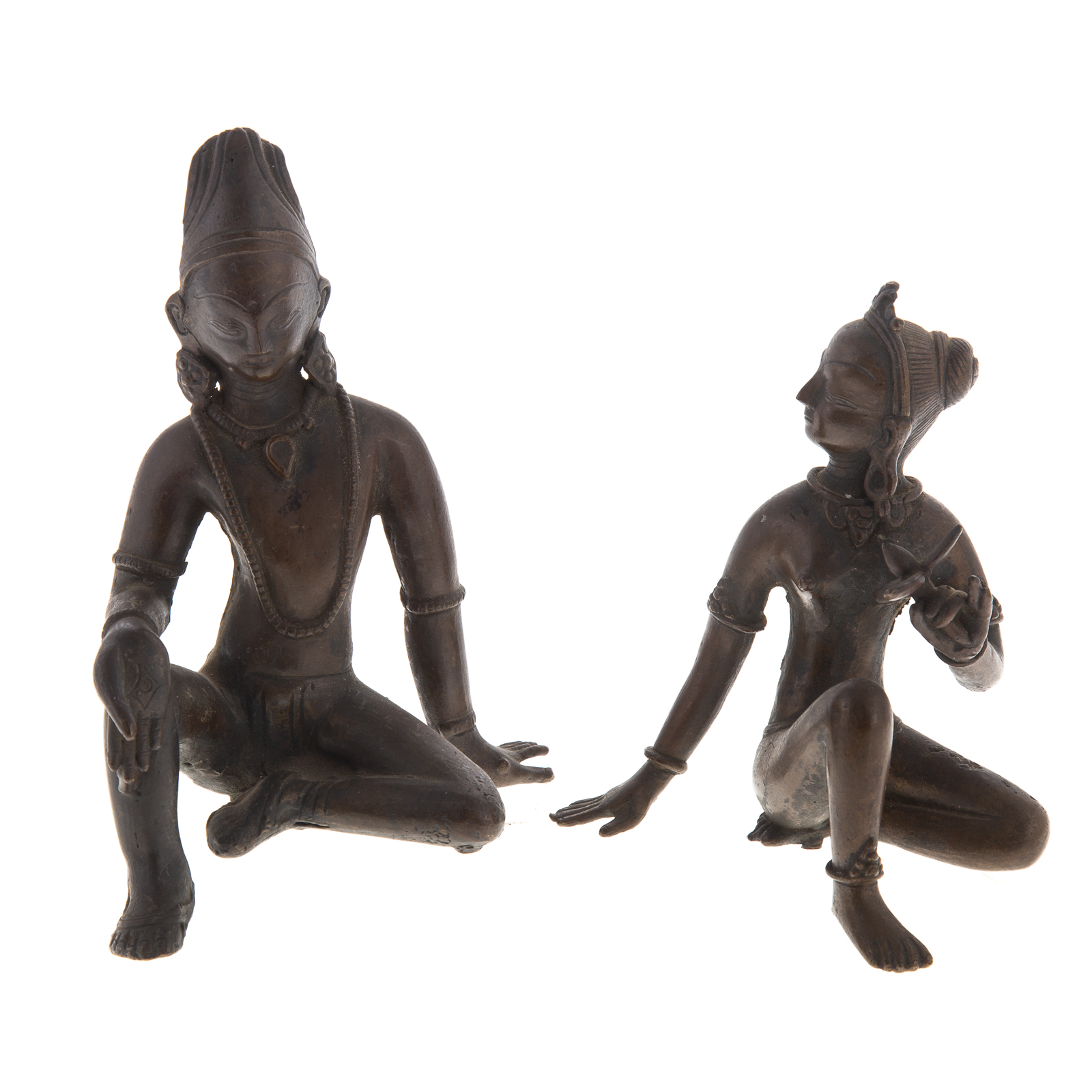 A PAIR INDIAN BRONZE DEITIES 19th century;