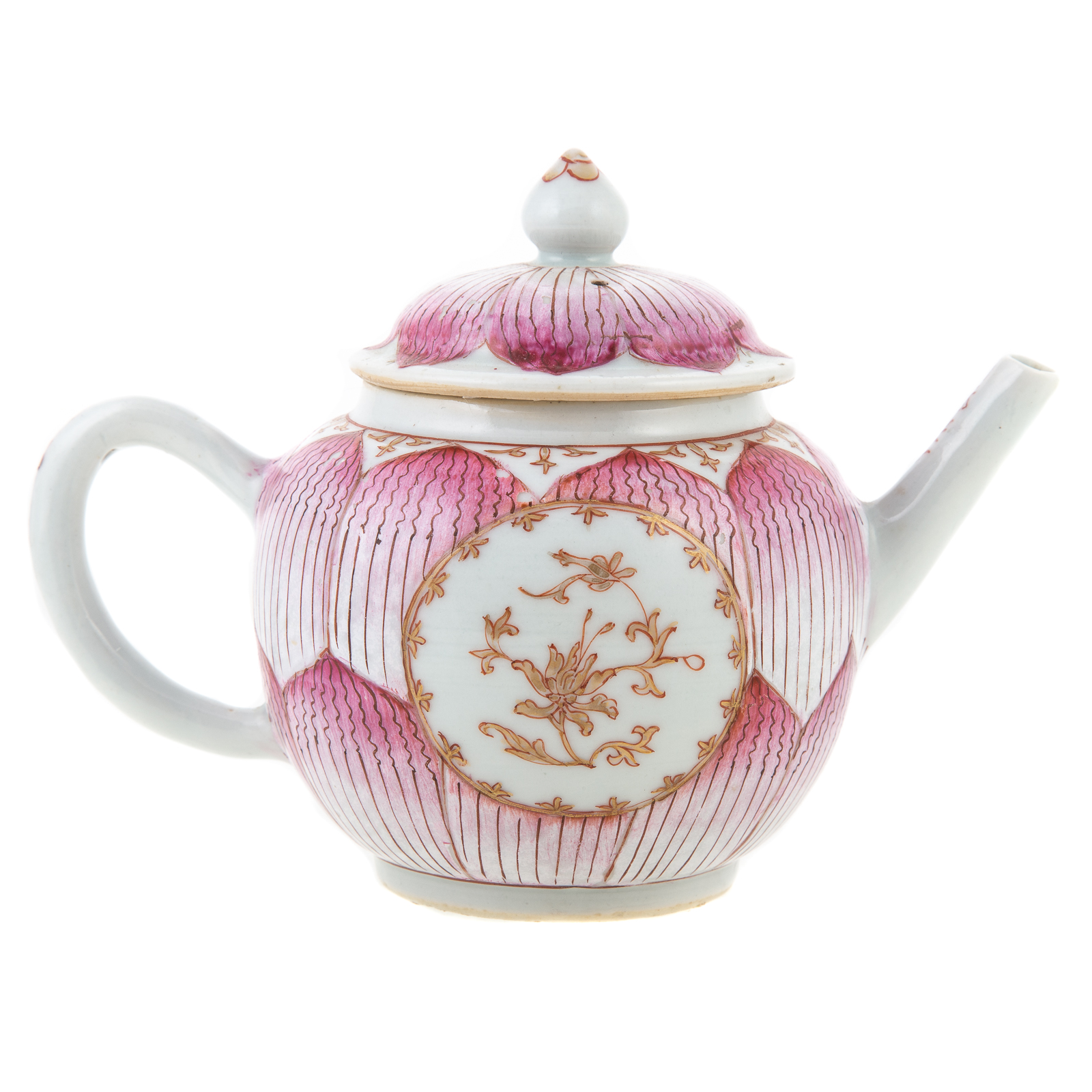 CHINESE EXPORT LOTUS GLOBULAR TEAPOT