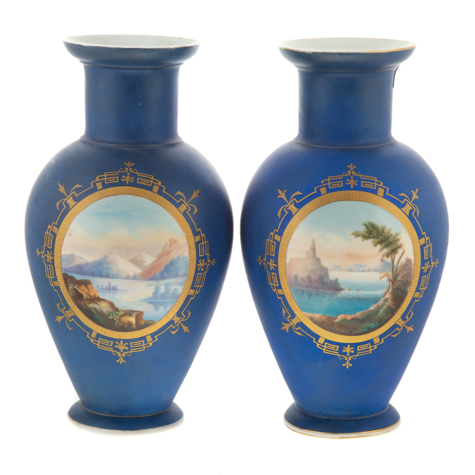 A PAIR OF FRENCH PAINTED PORCELAIN