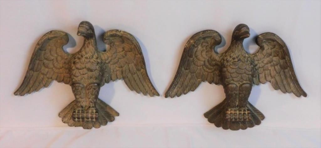 A PAIR OF CARVED POPLAR EAGLES,