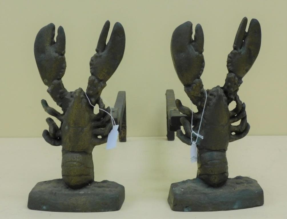 WHIMSICAL LOBSTER FORM ANDIRONS  29ec02