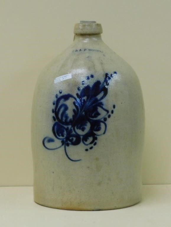 4 GALLON STONEWARE JUG, 19TH C.