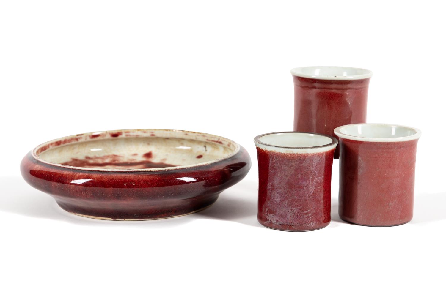 FOUR PIECES, CHINESE OXBLOOD PORCELAIN