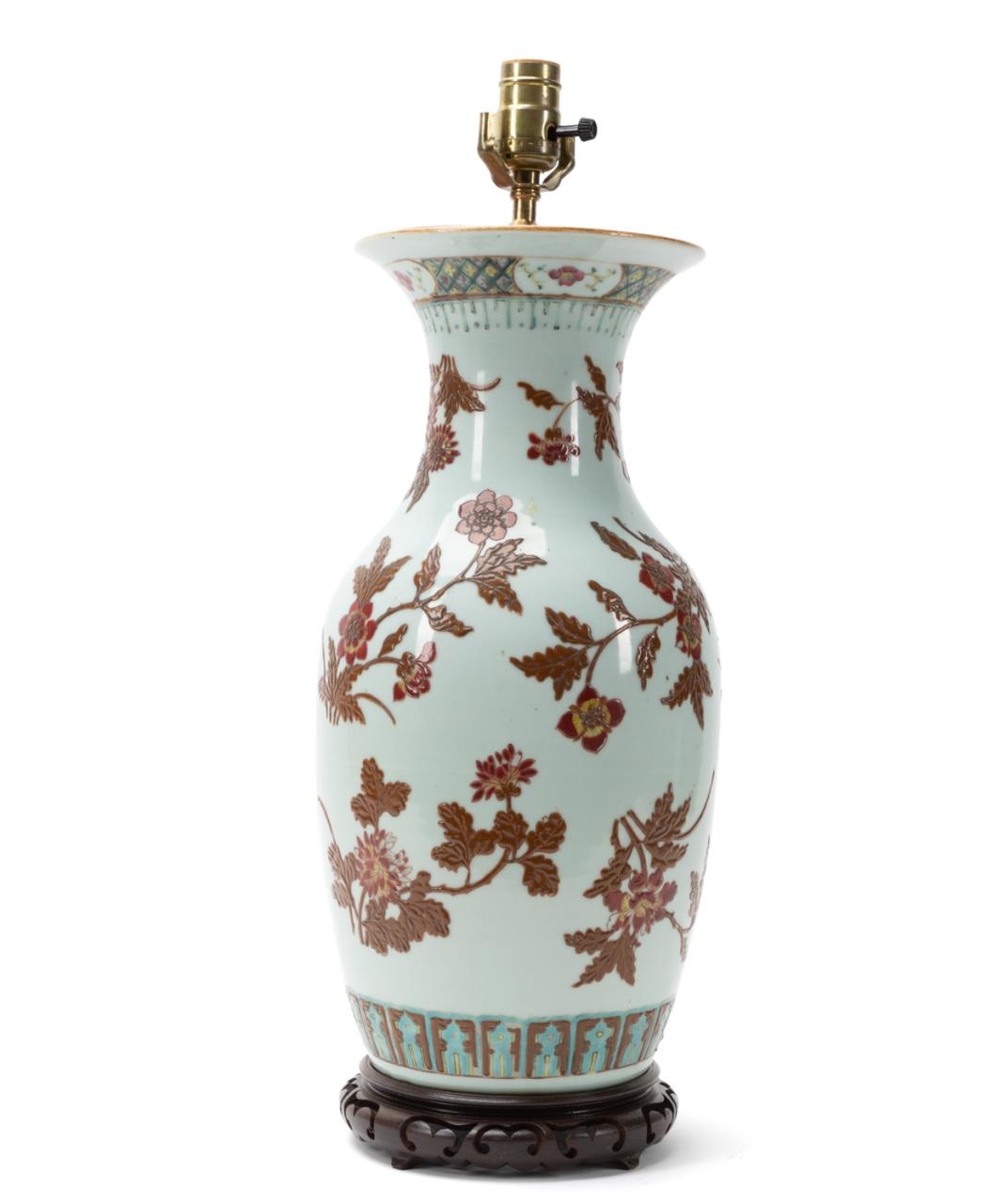 CHINESE PORCELAIN LAMP W IRON 29f503