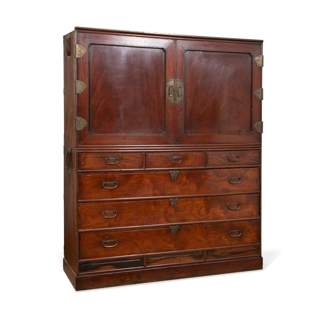 CHINESE RED STAINED WOOD CABINET