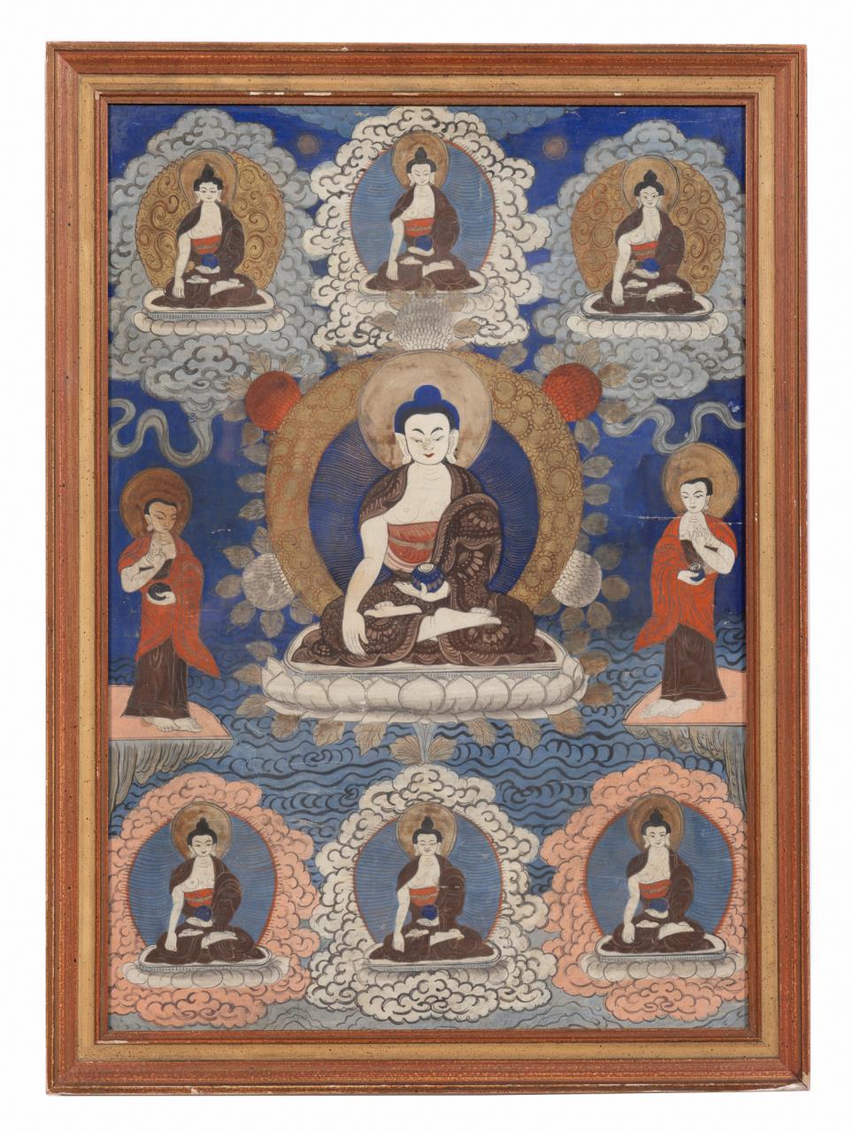 TIBETAN SILK THANGKA OF THE MEDICINE